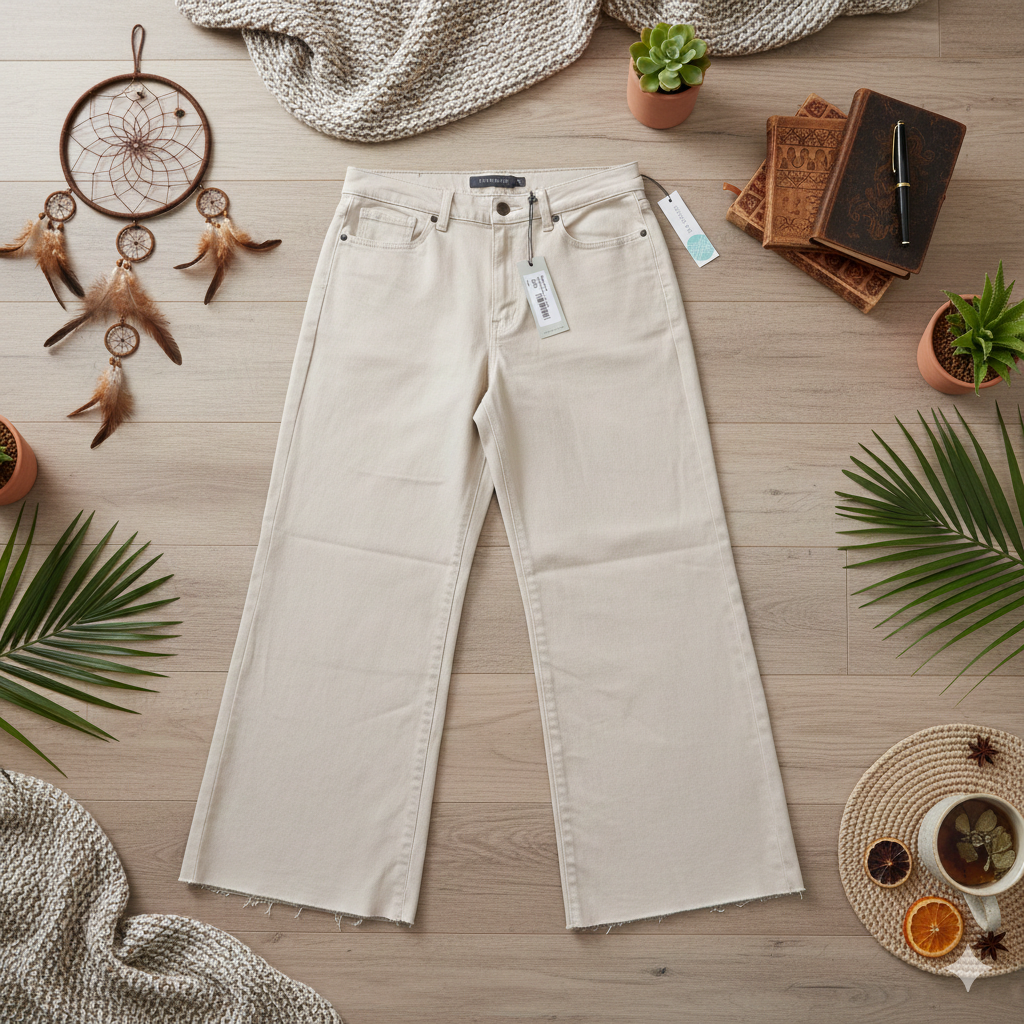 JUST USA Stitch fix Gerry Wide Straight Leg Jeans Oatmeal Denim Ankle Pants