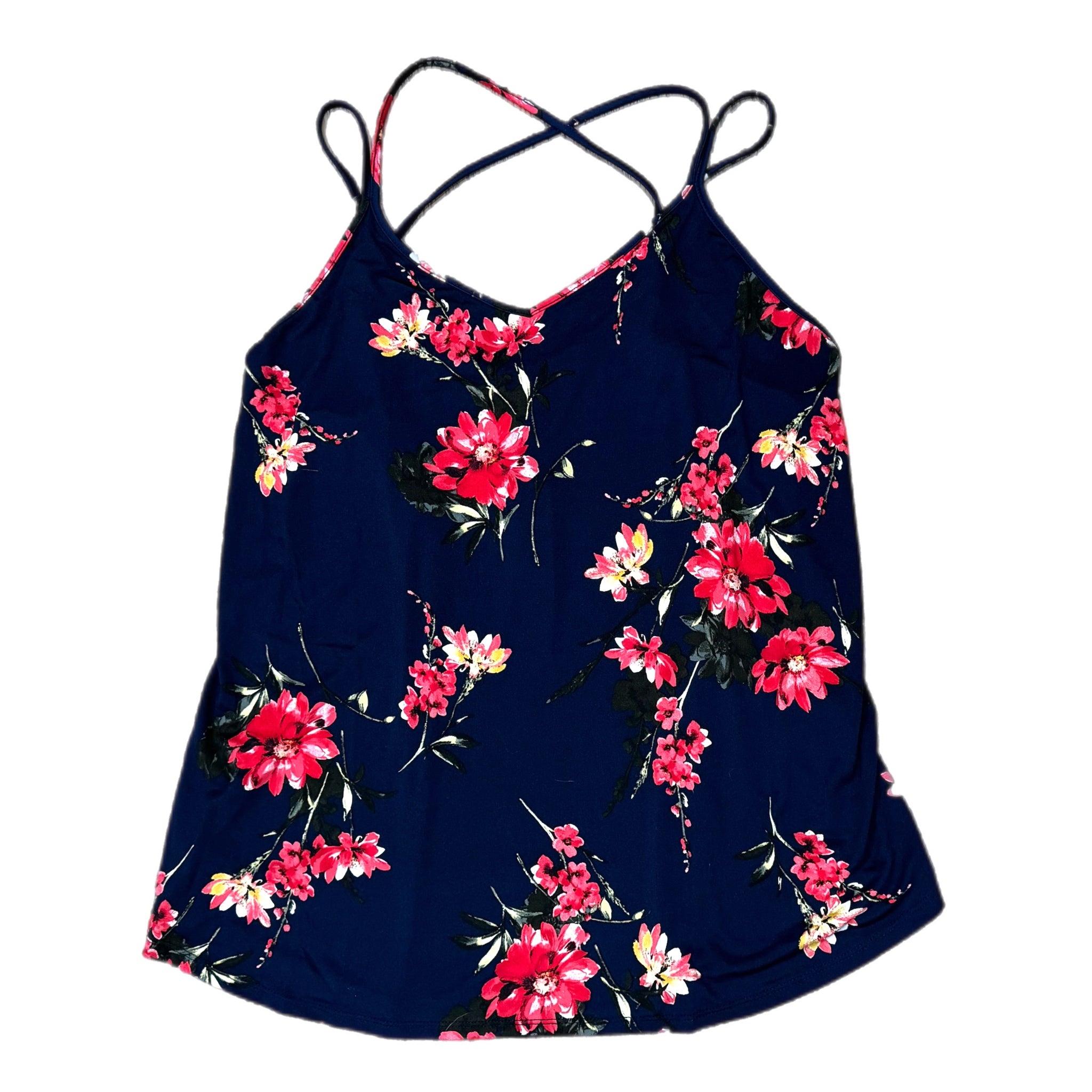 Papermoon Navy Floral Strappy Sleeveless Tank Top Cami Size 1X
