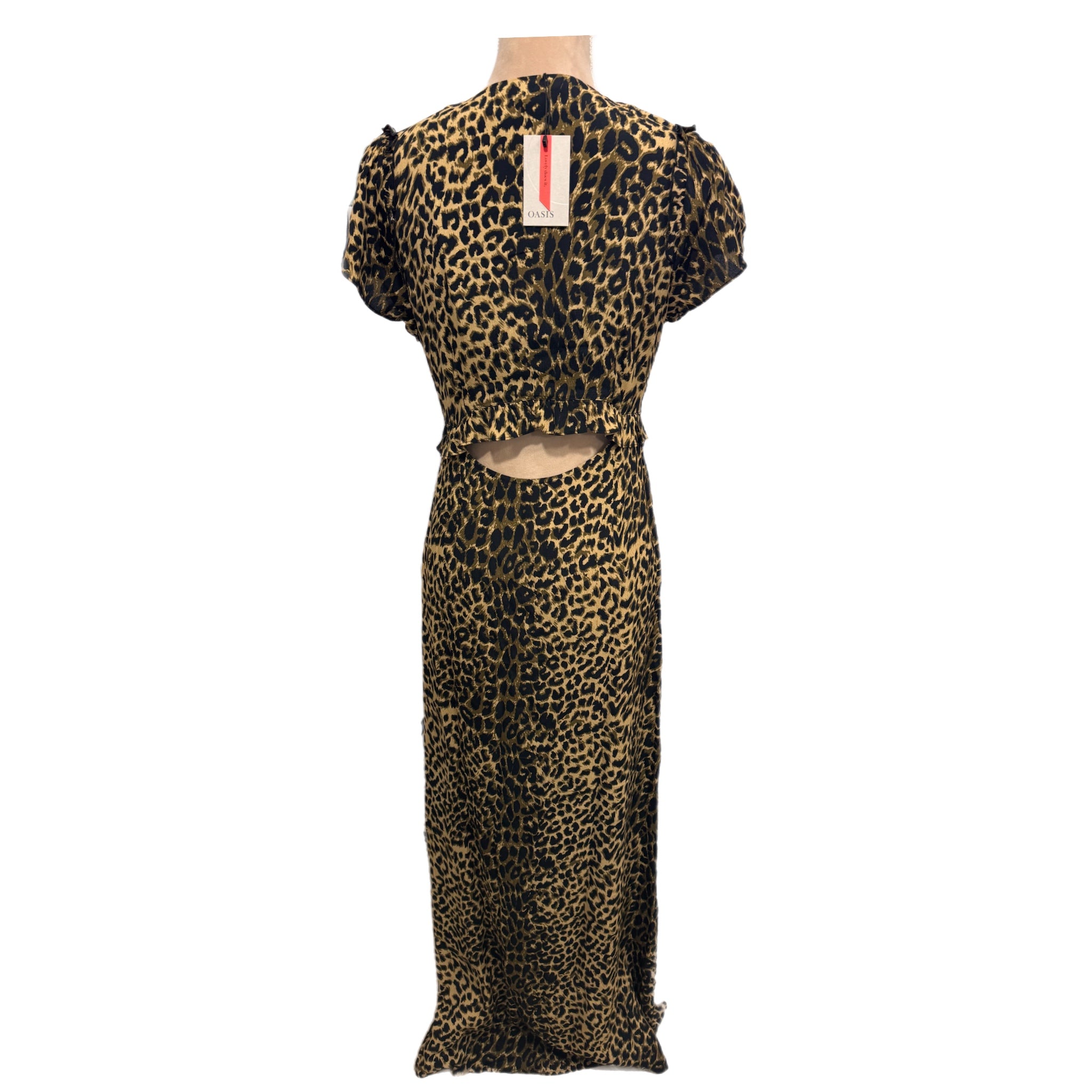 oasis leopard print midi dress Women's Leopard Organza Shirred Waist Midi Dress, Animal
