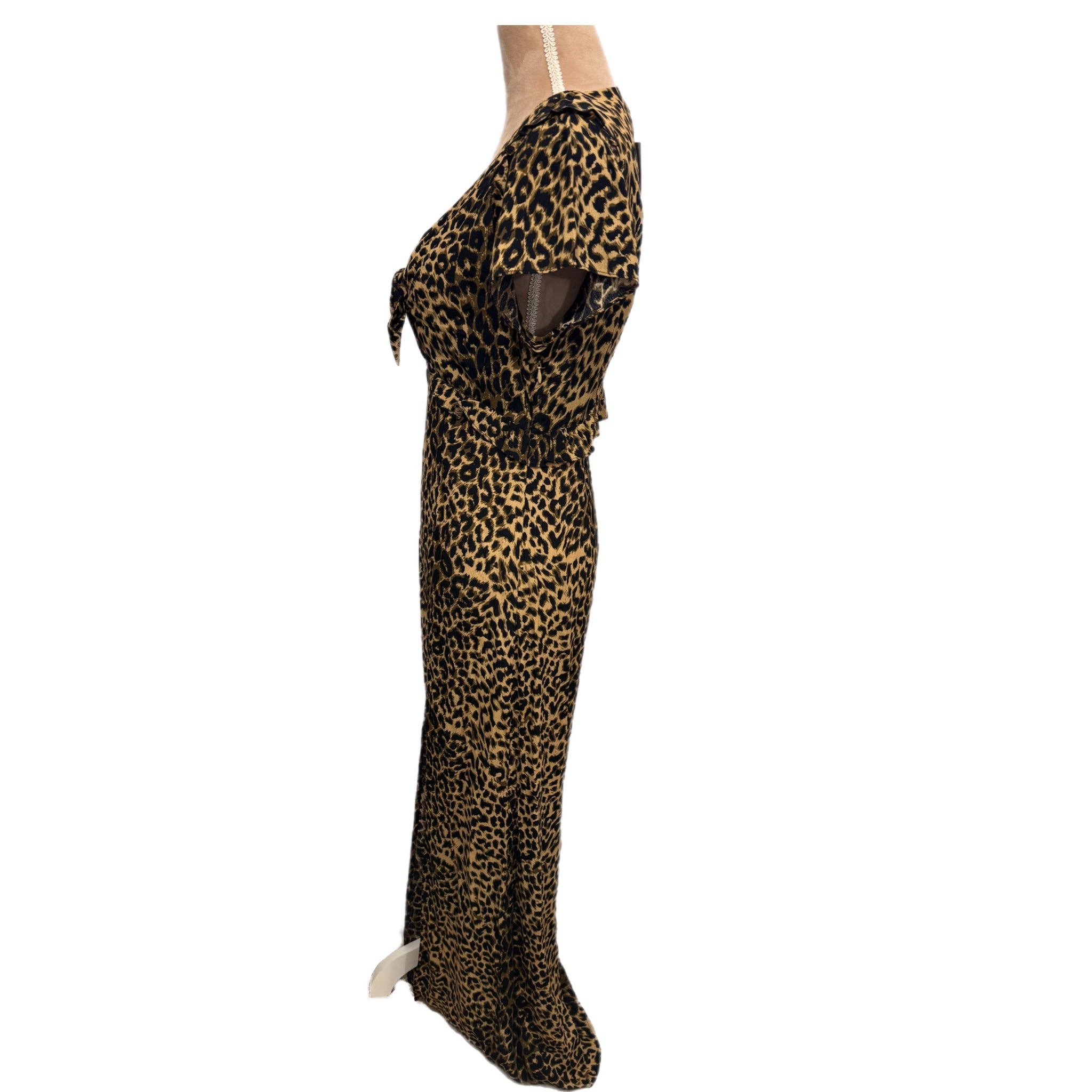 OASIS Tiger Print Slit Maxi Dress V Neck Summer Short Sleeve
