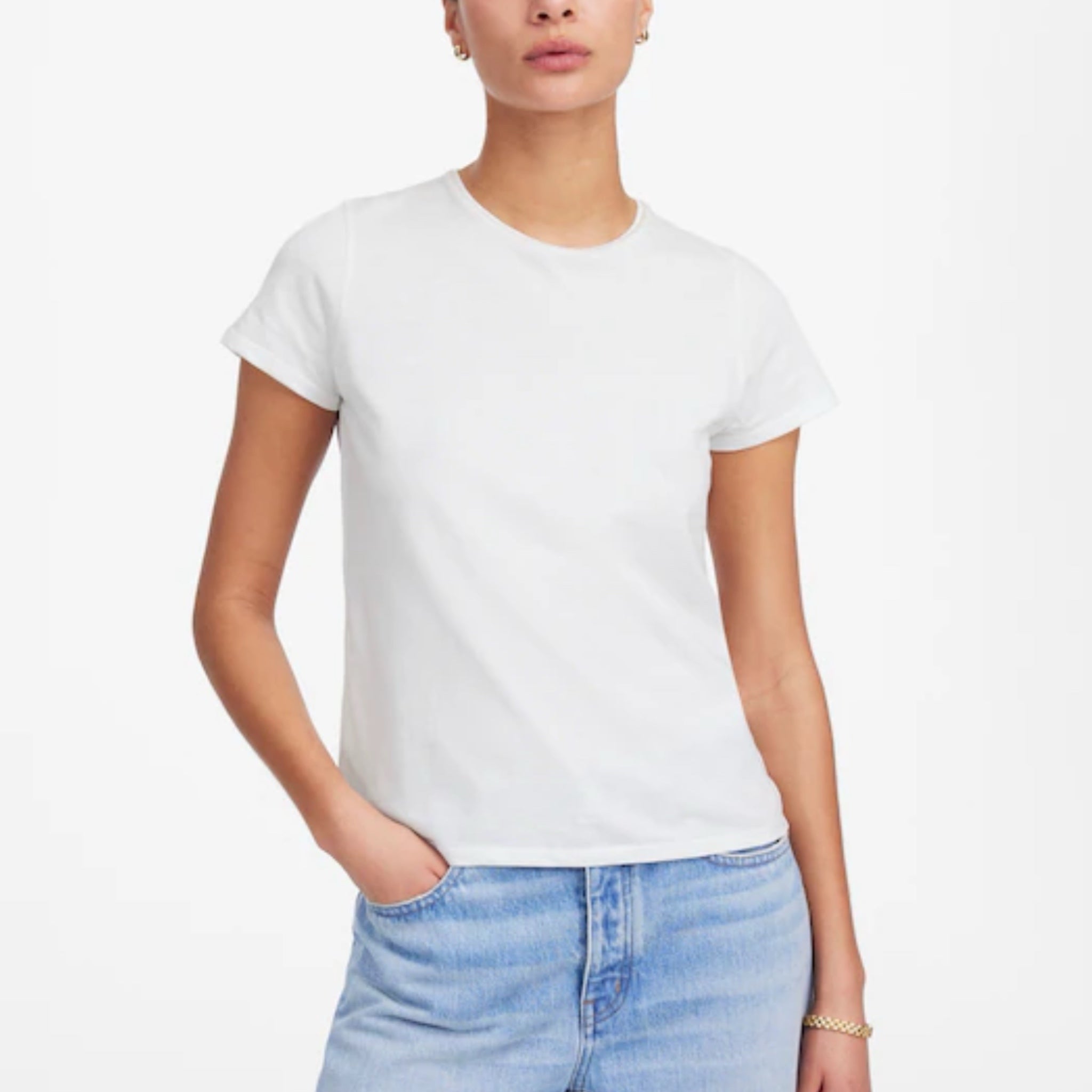 MADEWELL Essential Slim Tee in Lightweight Cotton Back Seam Accent