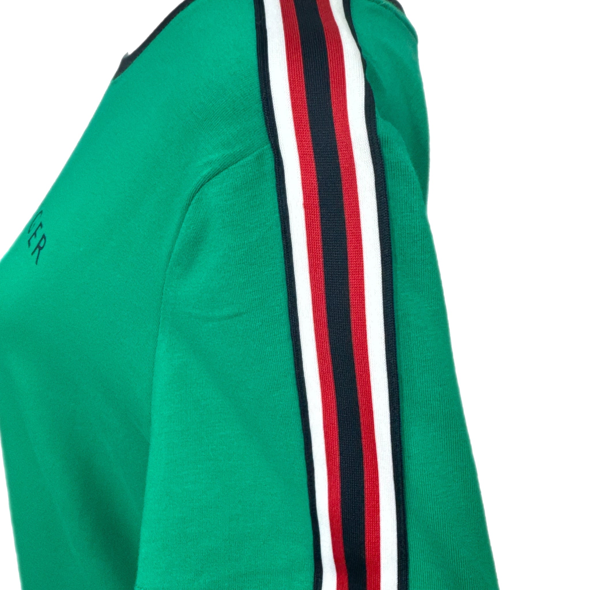 TOMMY HILFIGER Preppy Green T Shirt Dress Short Sleeve Stripe Accent