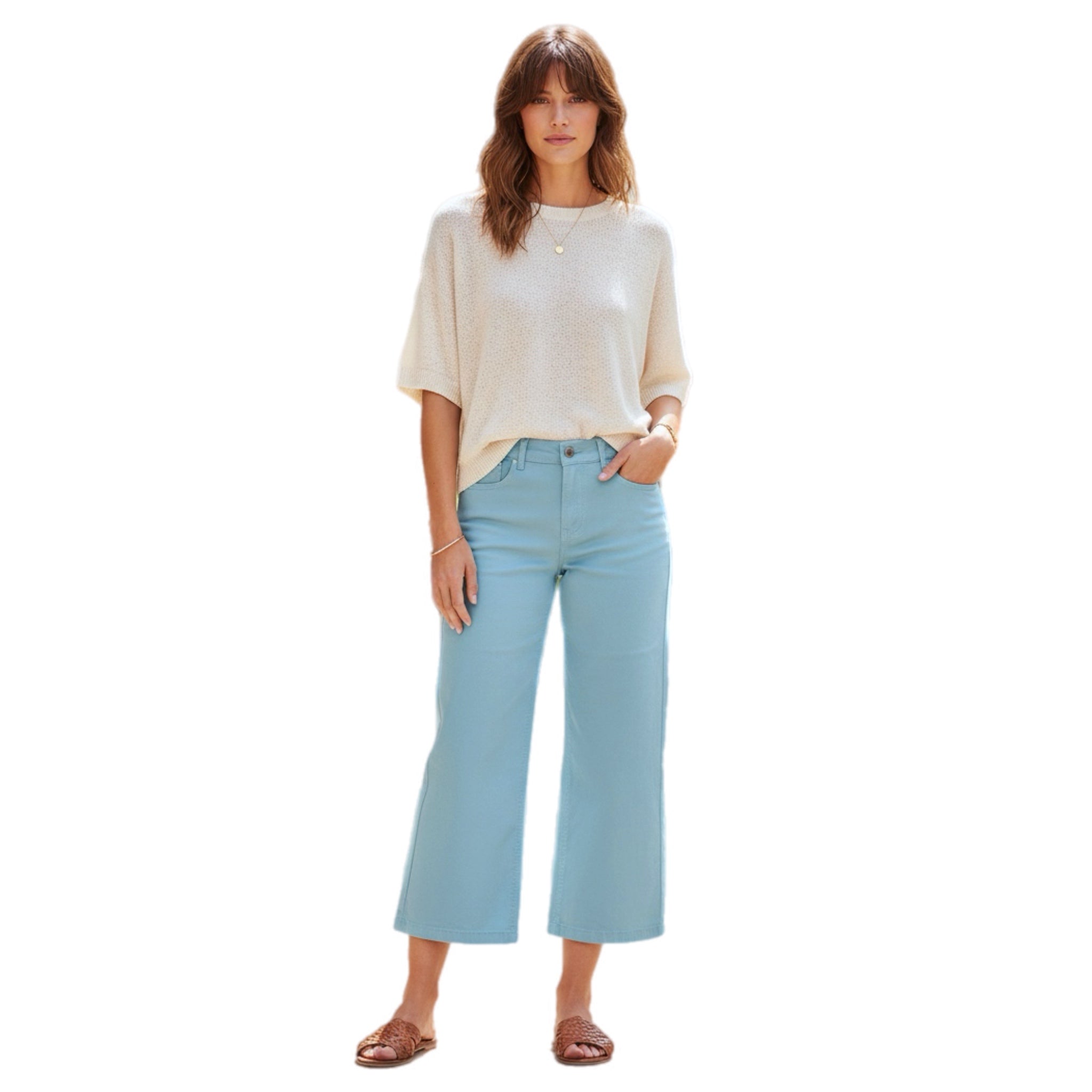 JOU JOU Bahama Blue Culotte Pants Women’s Wide Leg Crop