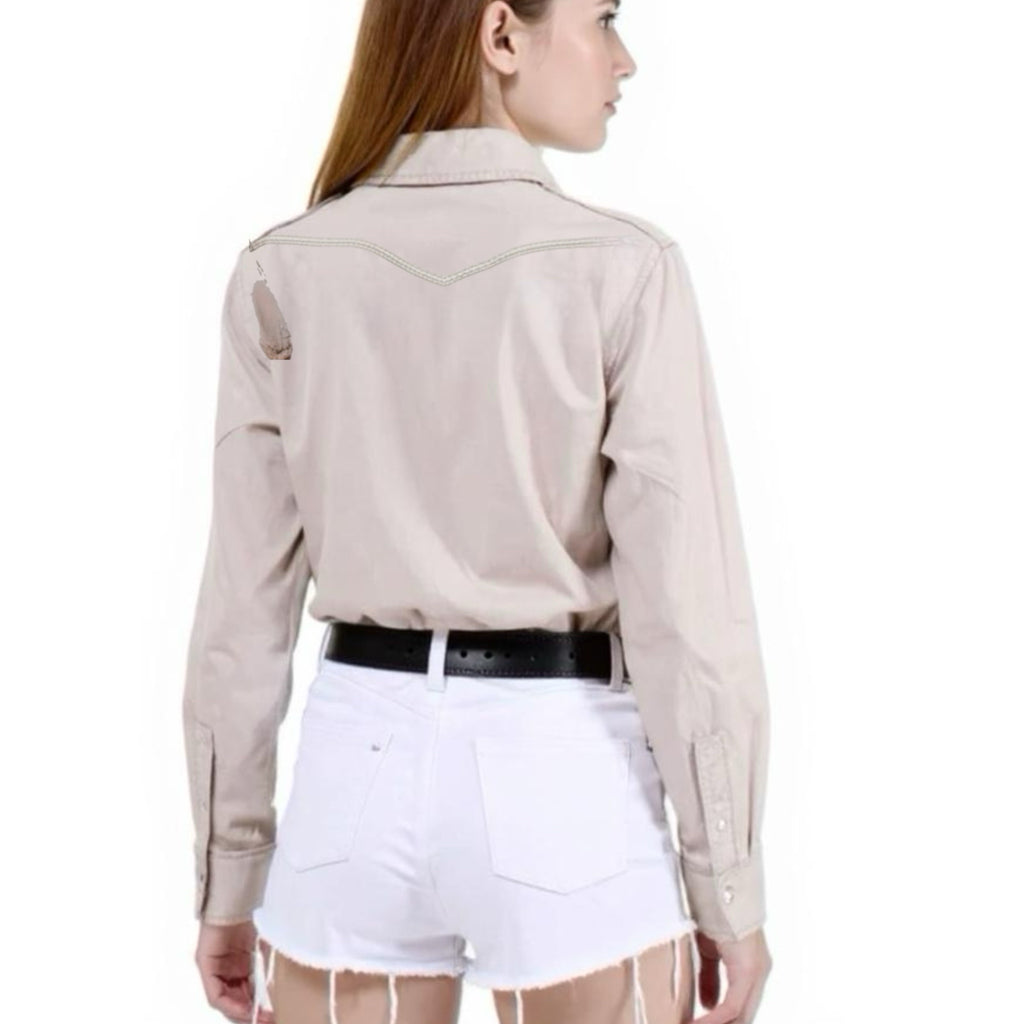 Levi's Women’s Western Soft Denim Shirt Pearl Snaps in Dusty Rose Wash