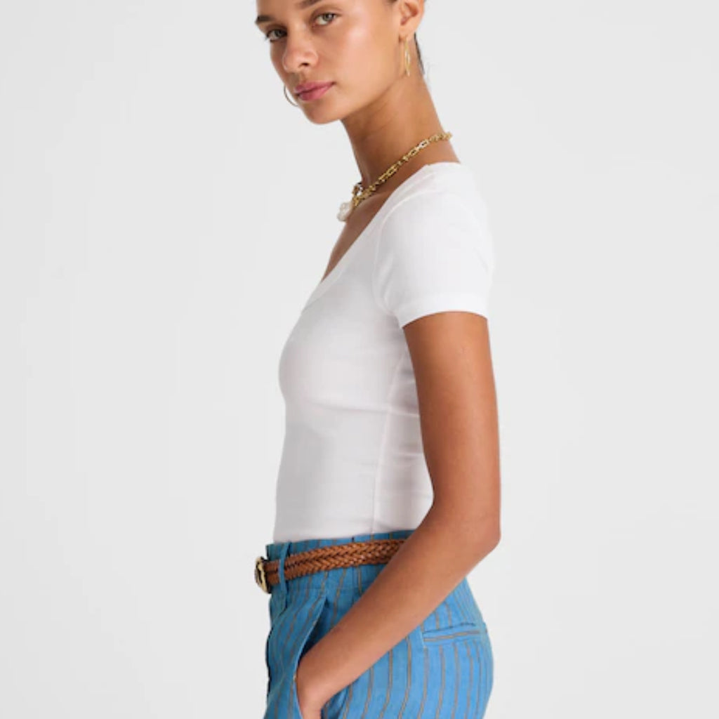 MADEWELL Scoop Neck White T Shirt Ribbed Slim Fit Top