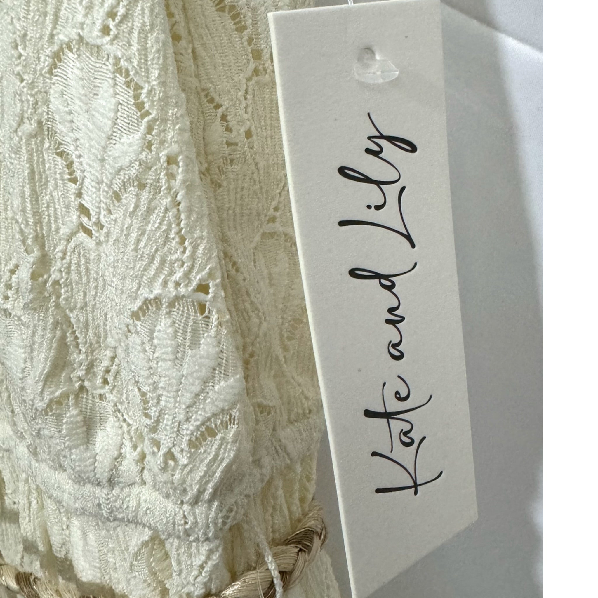 KATE AND LILY Women’s Lace Boho Daydream Midi Dress Sleeveless Cream Ruffle