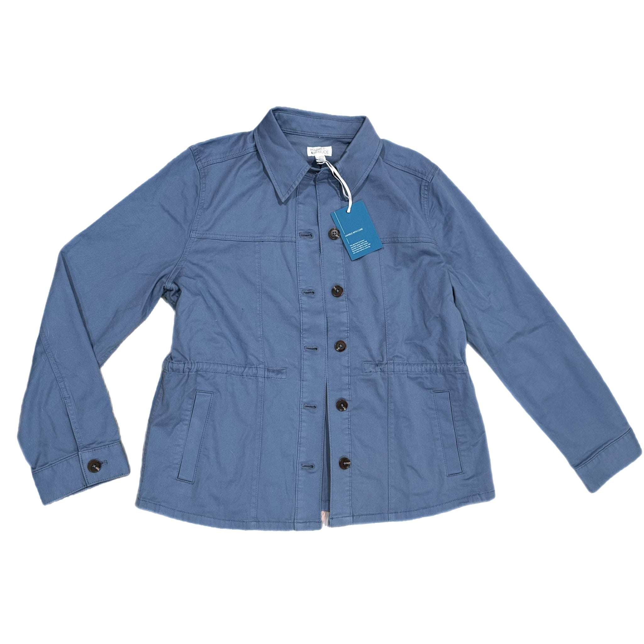MARKET & SPRUCE Amado Cargo Jacket Preppy Button Up in Coronet Blue