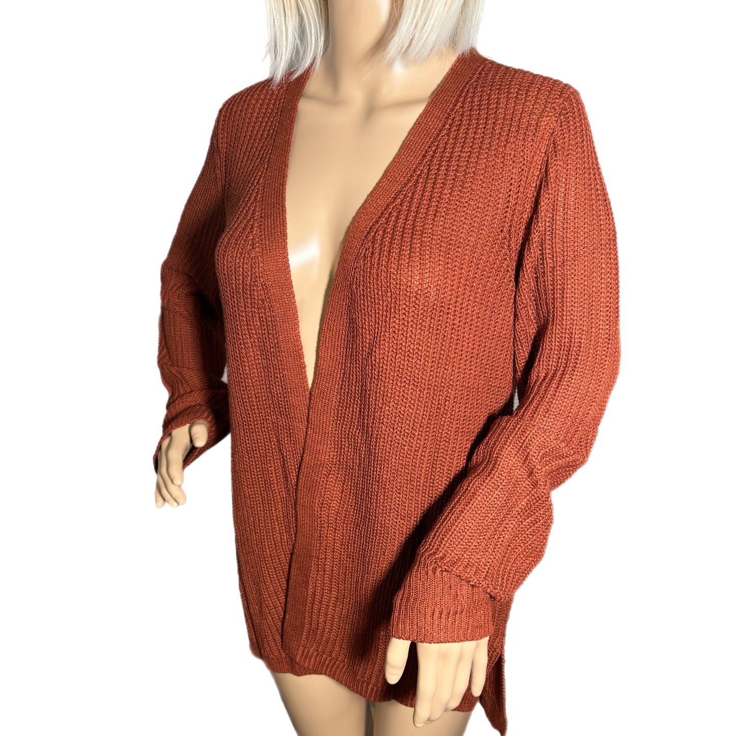 Pinque Jamelya Criss Cross Back Knit Cardigan Sweater in Artisan Rust