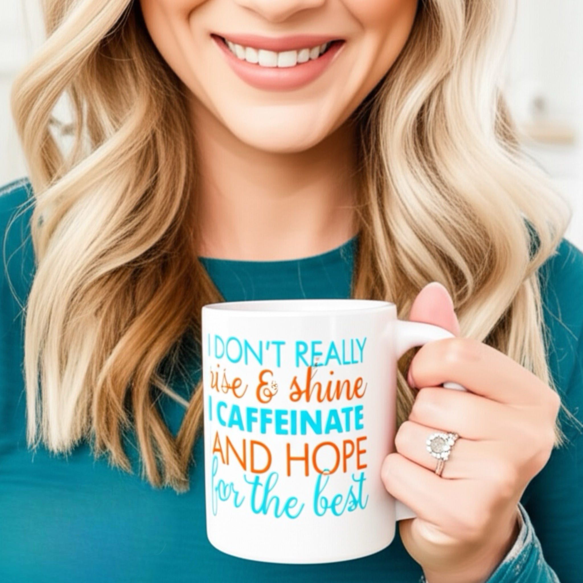 I Don’t Rise & Shine Mug Ceramic 
3 1/4" dia x 4 3/4" H
