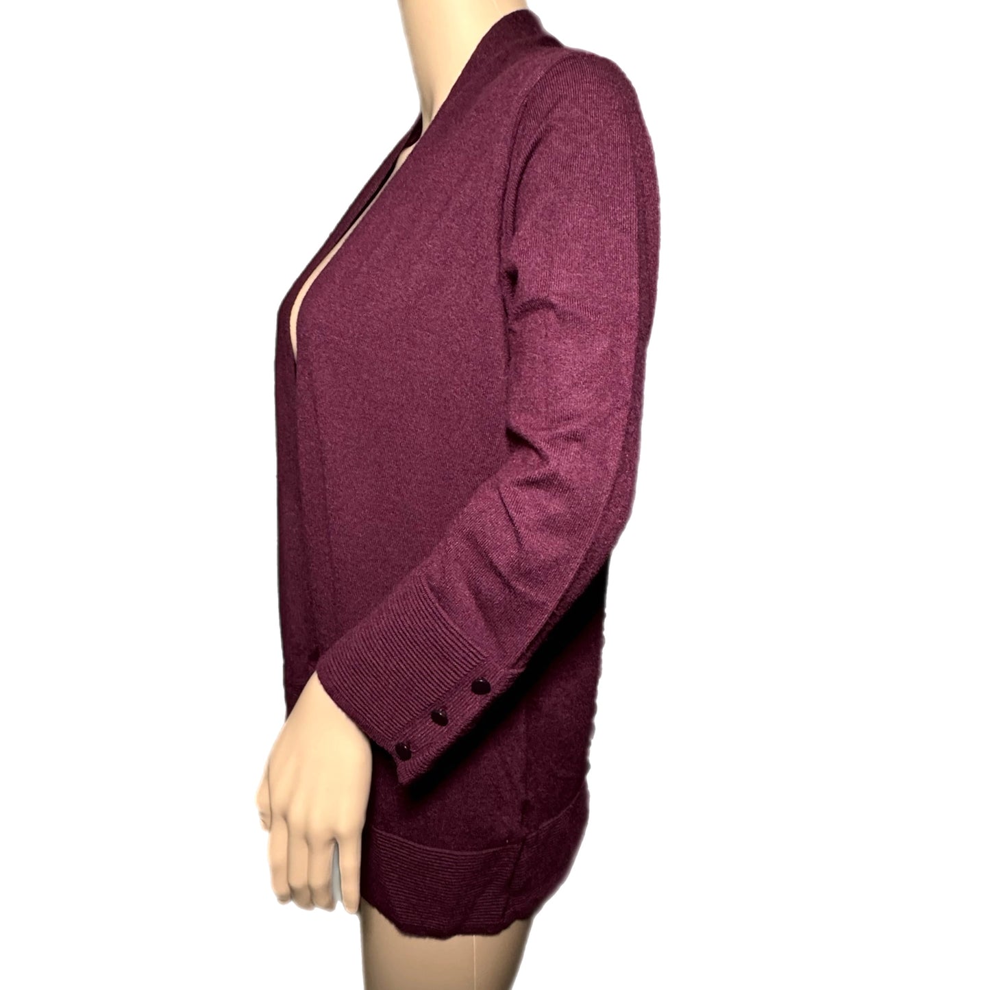 EVOLUTION by Cyrus Stitch Fix Exclusive Myna Button Sleeve Cardigan in Burgundy