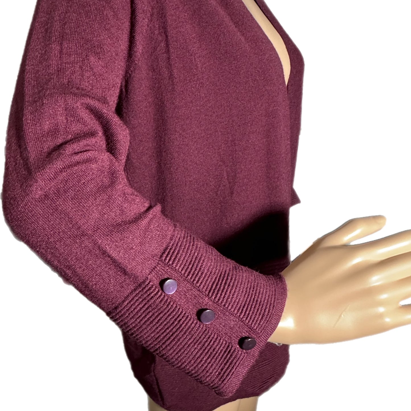 EVOLUTION by Cyrus Stitch Fix Exclusive Myna Button Sleeve Cardigan in Burgundy