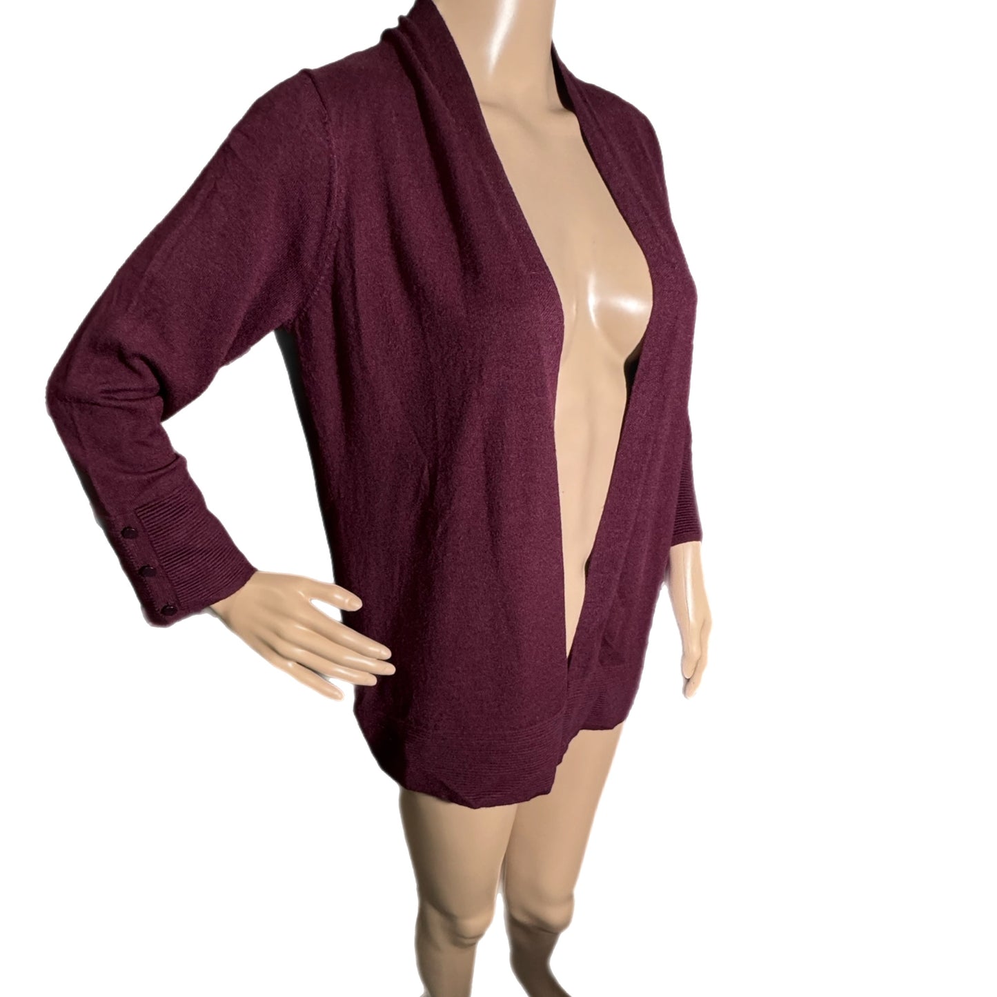 EVOLUTION by Cyrus Stitch Fix Exclusive Myna Button Sleeve Cardigan in Burgundy