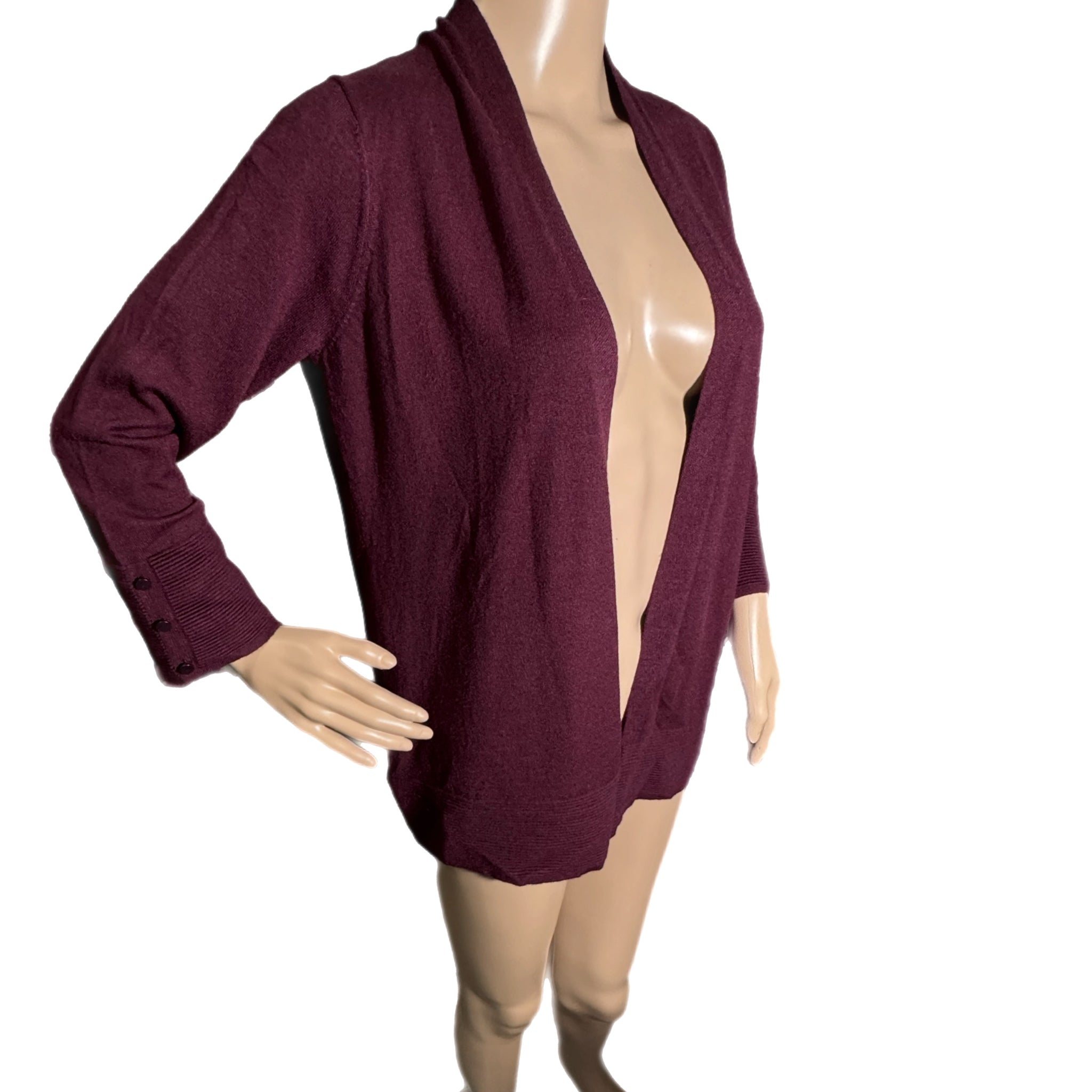 EVOLUTION by Cyrus Stitch Fix Exclusive Myna Button Sleeve Cardigan in Burgundy Only 1 Left!