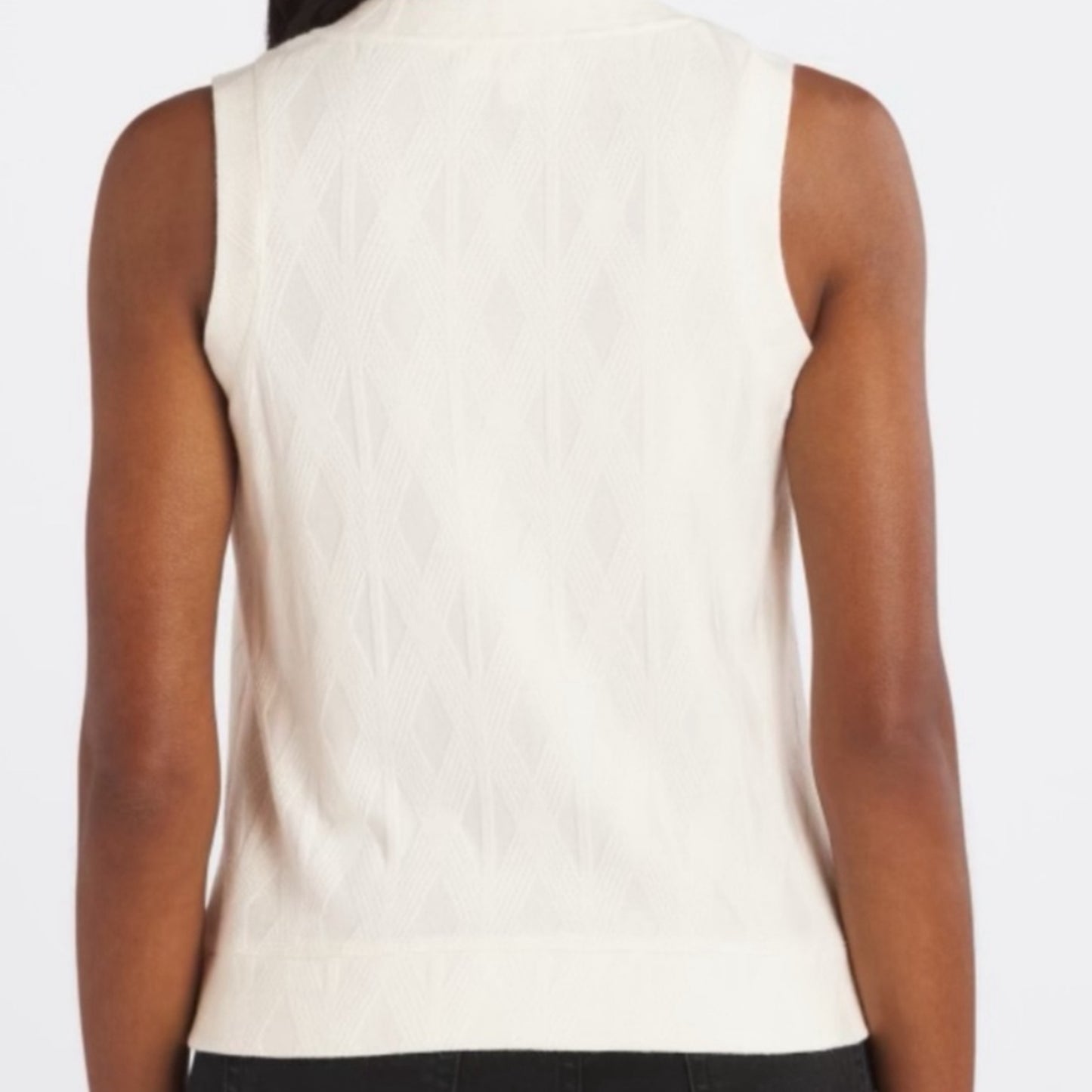 Brea Canyon Ivory Textured Sleeveless V-Neck Sweater Vest Tank