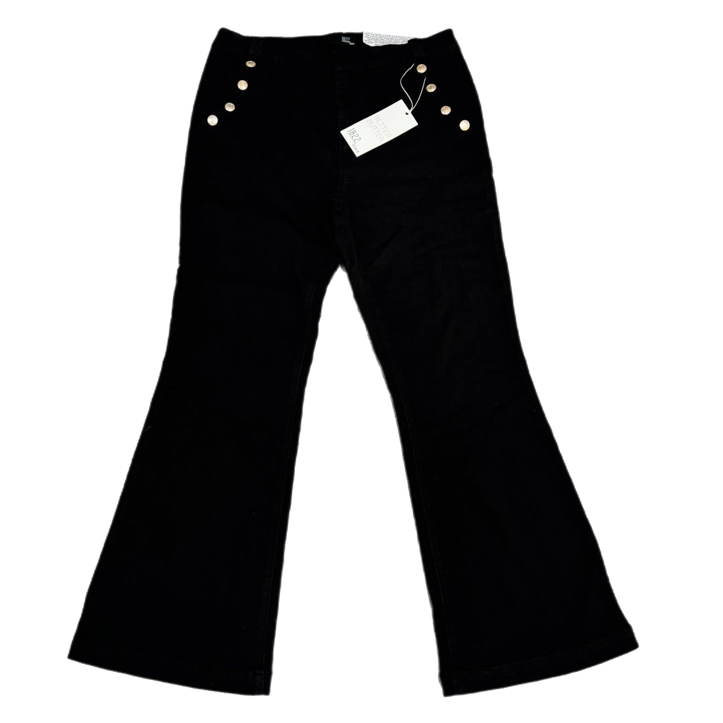 1822 Denim High Rise Slim Boot Flare Pants Sailor Jeans in Black Sz 14/32 only