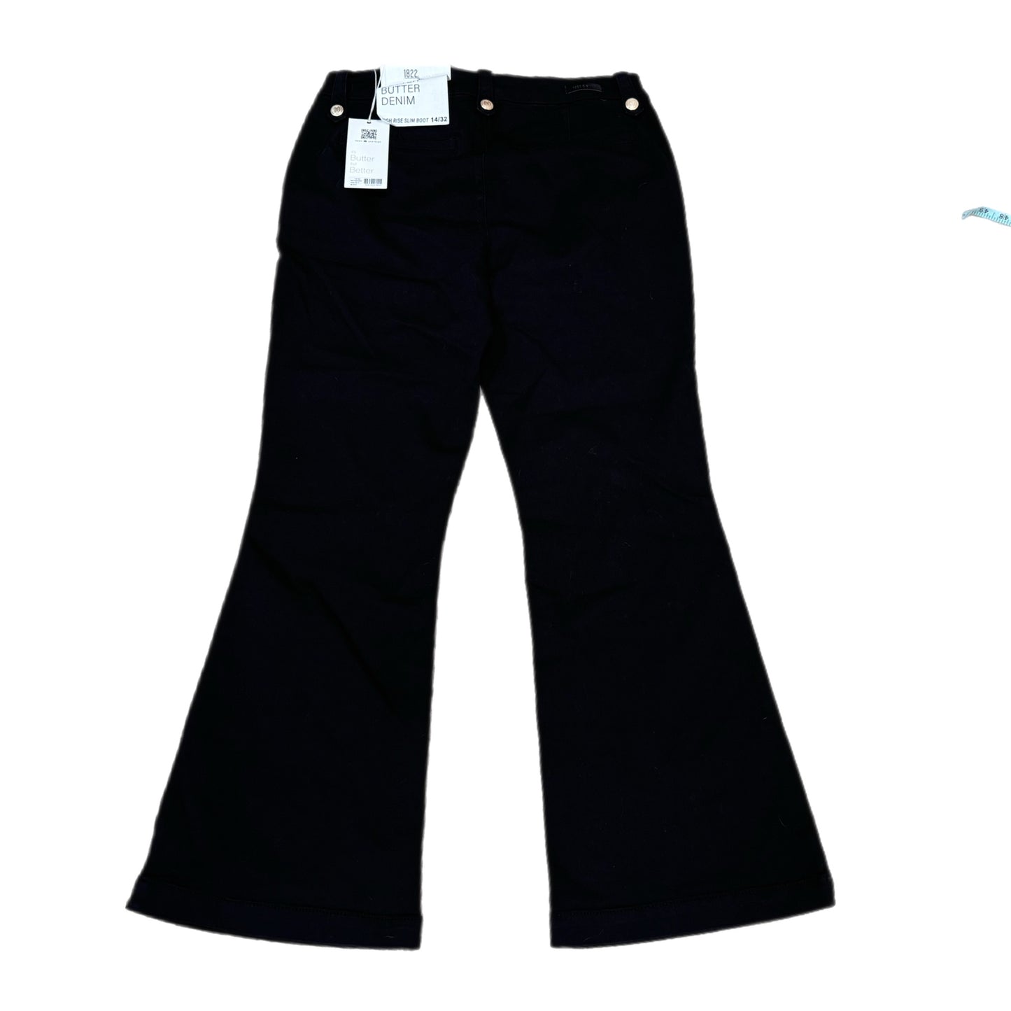 1822 Denim High Rise Slim Boot Flare Pants Sailor Jeans in Black Sz 14/32 only