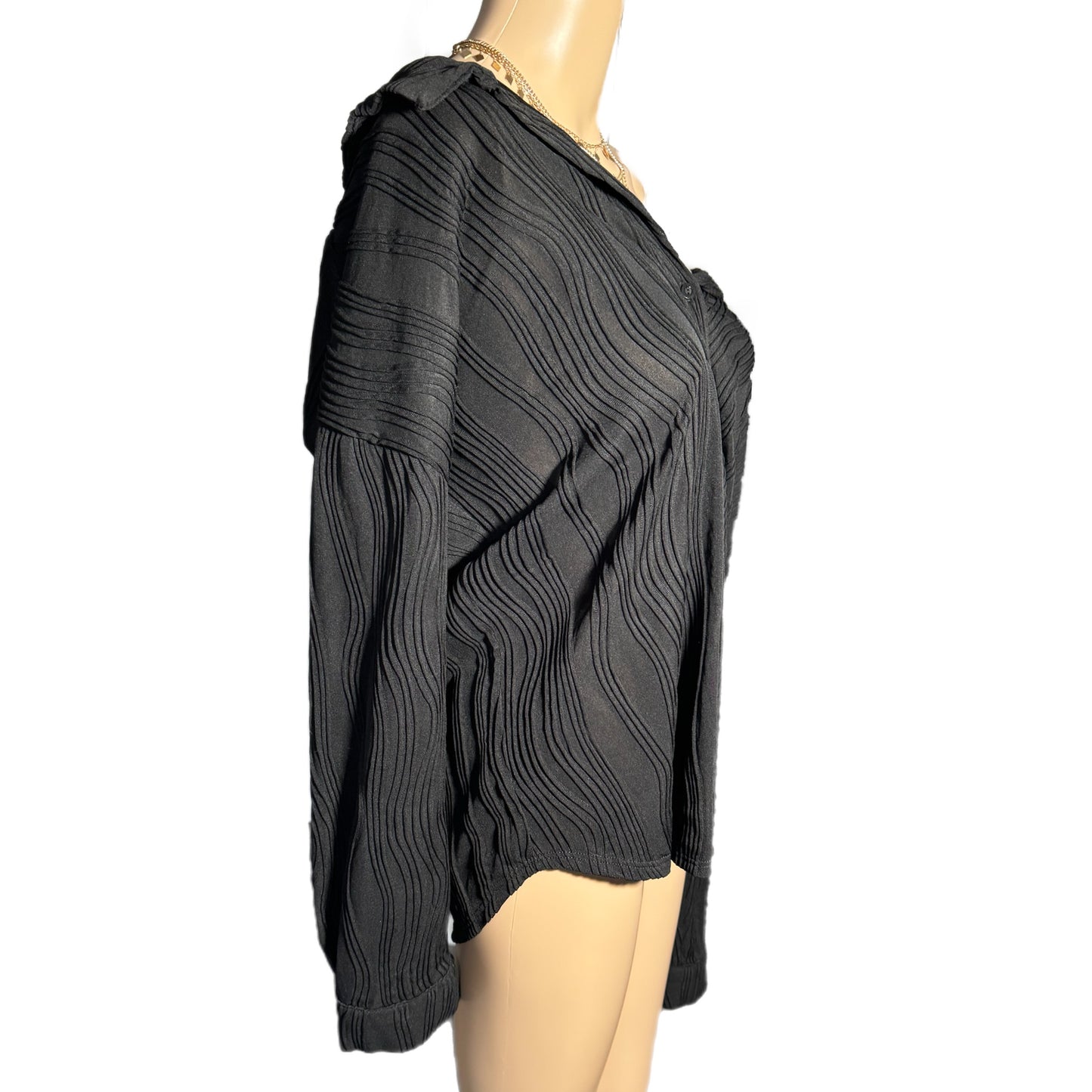 Stitch Fix KAILEIGH Black Buttoned Women’s Blouse Long Sleeve Sz Large