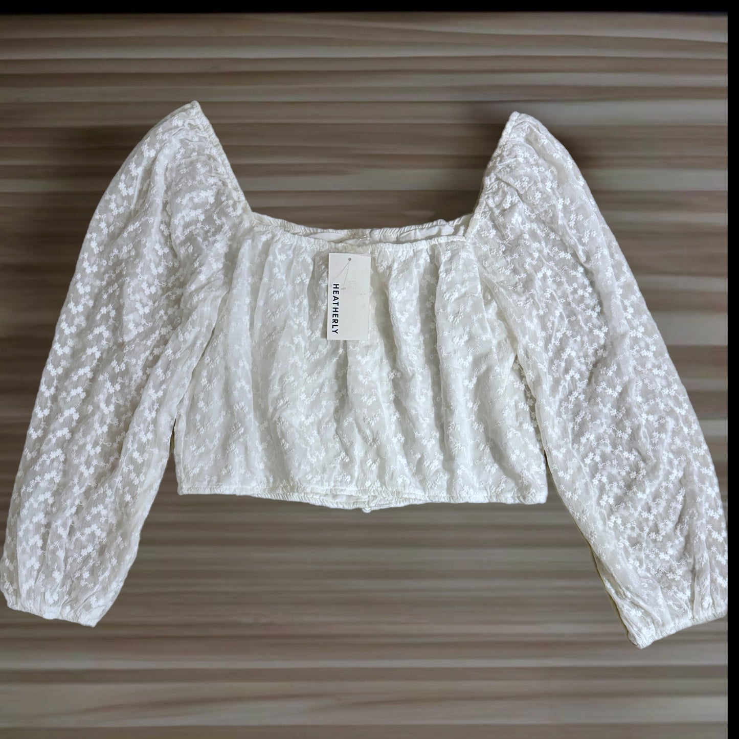 HEATHERLY Cottage Eyelet Crop Top White Blouse Women’s XL only