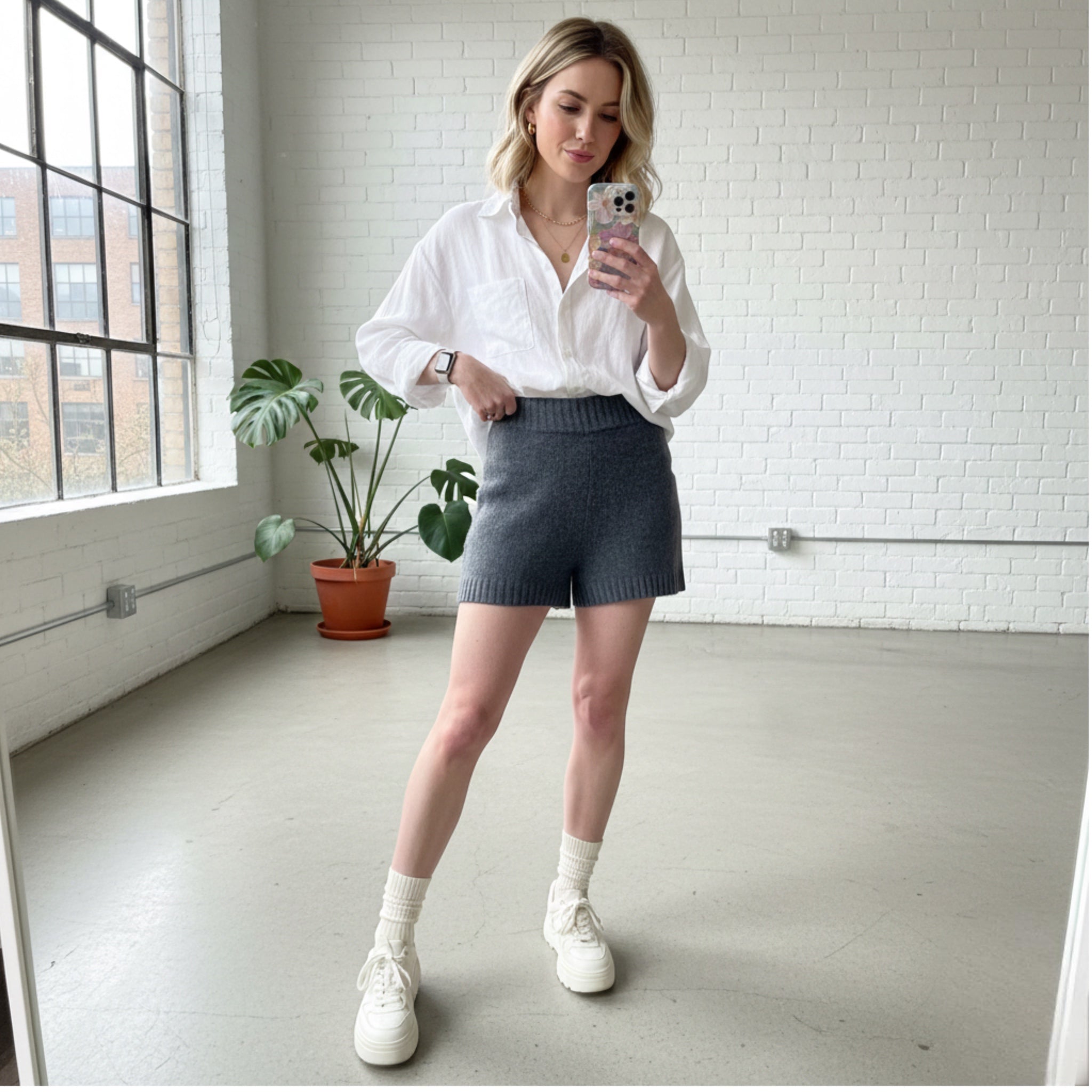 RAILS Clover Shorts Wool Cashmere Blend Stretch Loungewear - Classic Gray