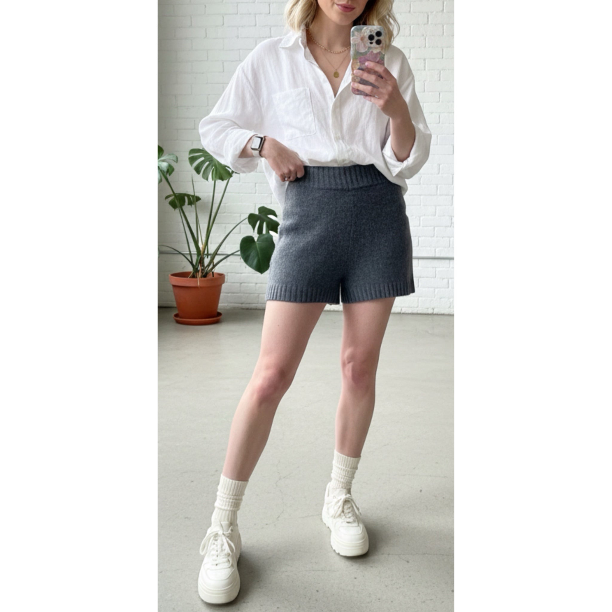 RAILS Clover Shorts Wool Cashmere Blend Stretch Loungewear - Classic Gray