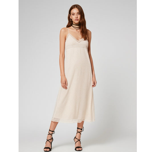 BAND OF THE FREE Amalie Ivory Midi Dress Sleeveless Lace Boho Cottage