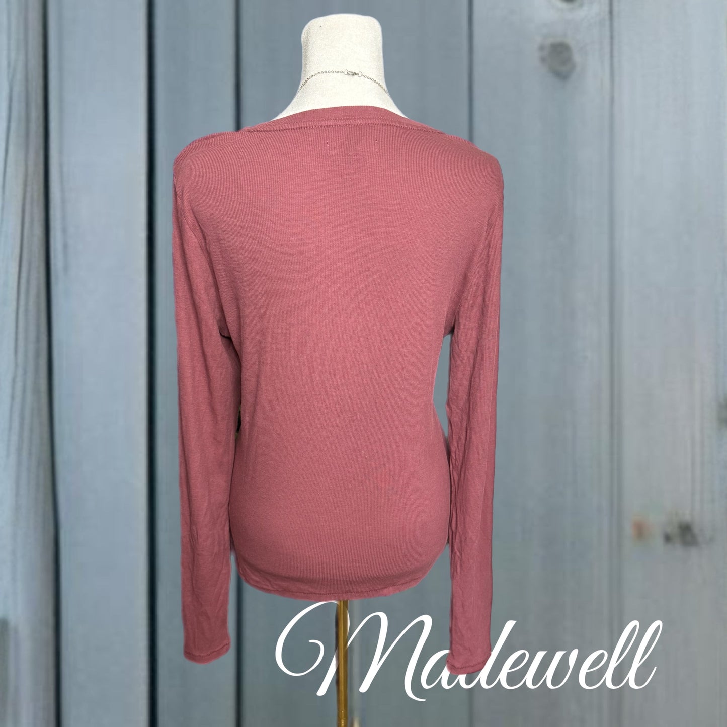 MADEWELL Long Sleeve V Neck Top Mauve Stretchy Soft Top Sz XL ONLY