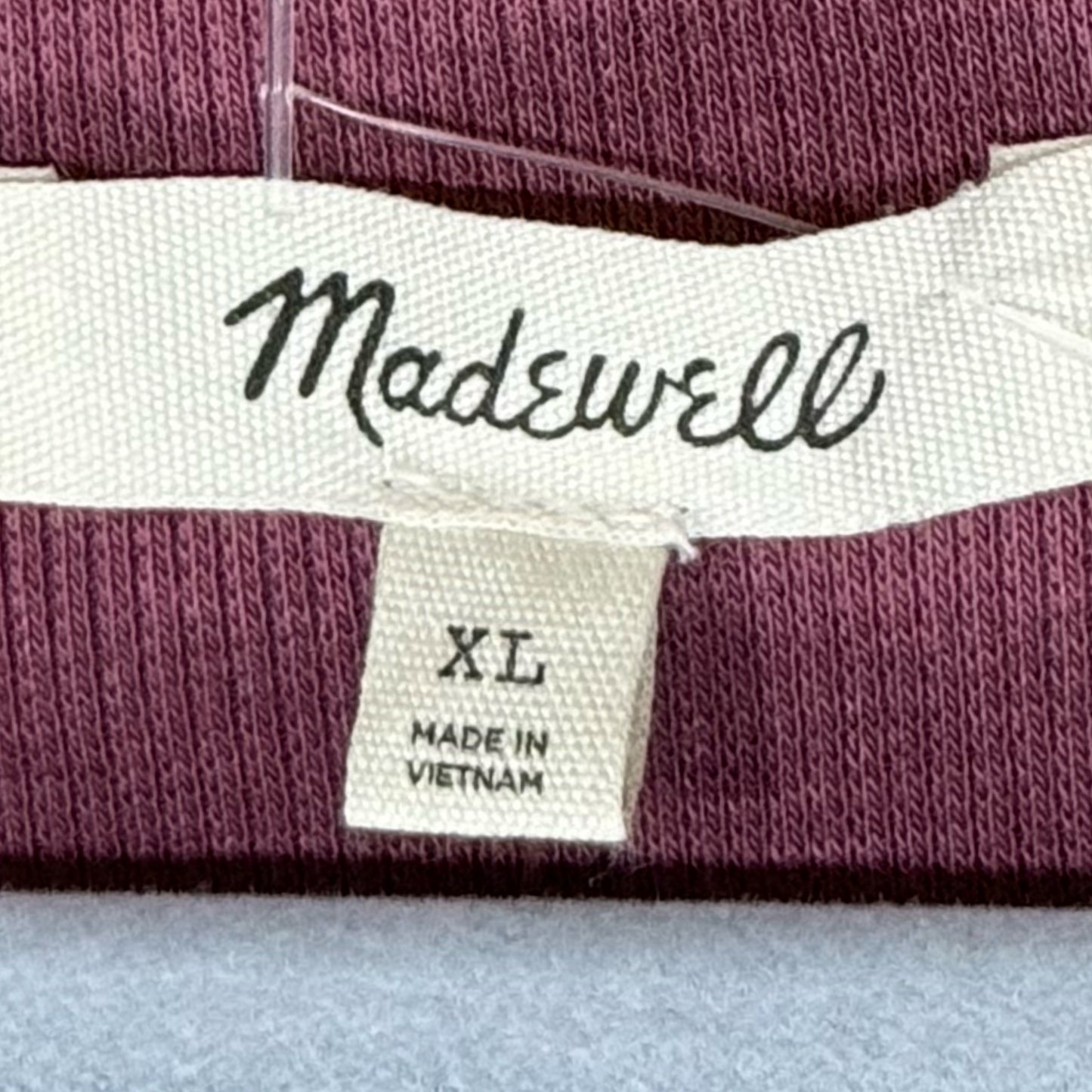 MADEWELL Long Sleeve V Neck Top Mauve Stretchy Soft Top Sz XL ONLY