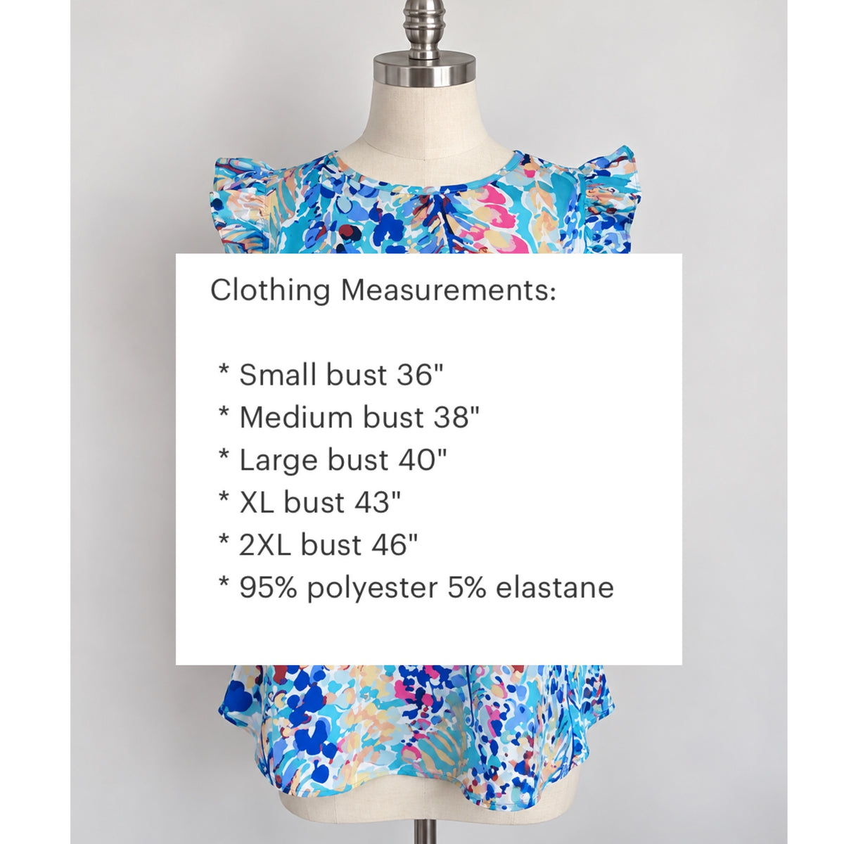 Floral Print Ruffle Sleeve Summer Top Coastal Blue Blouse