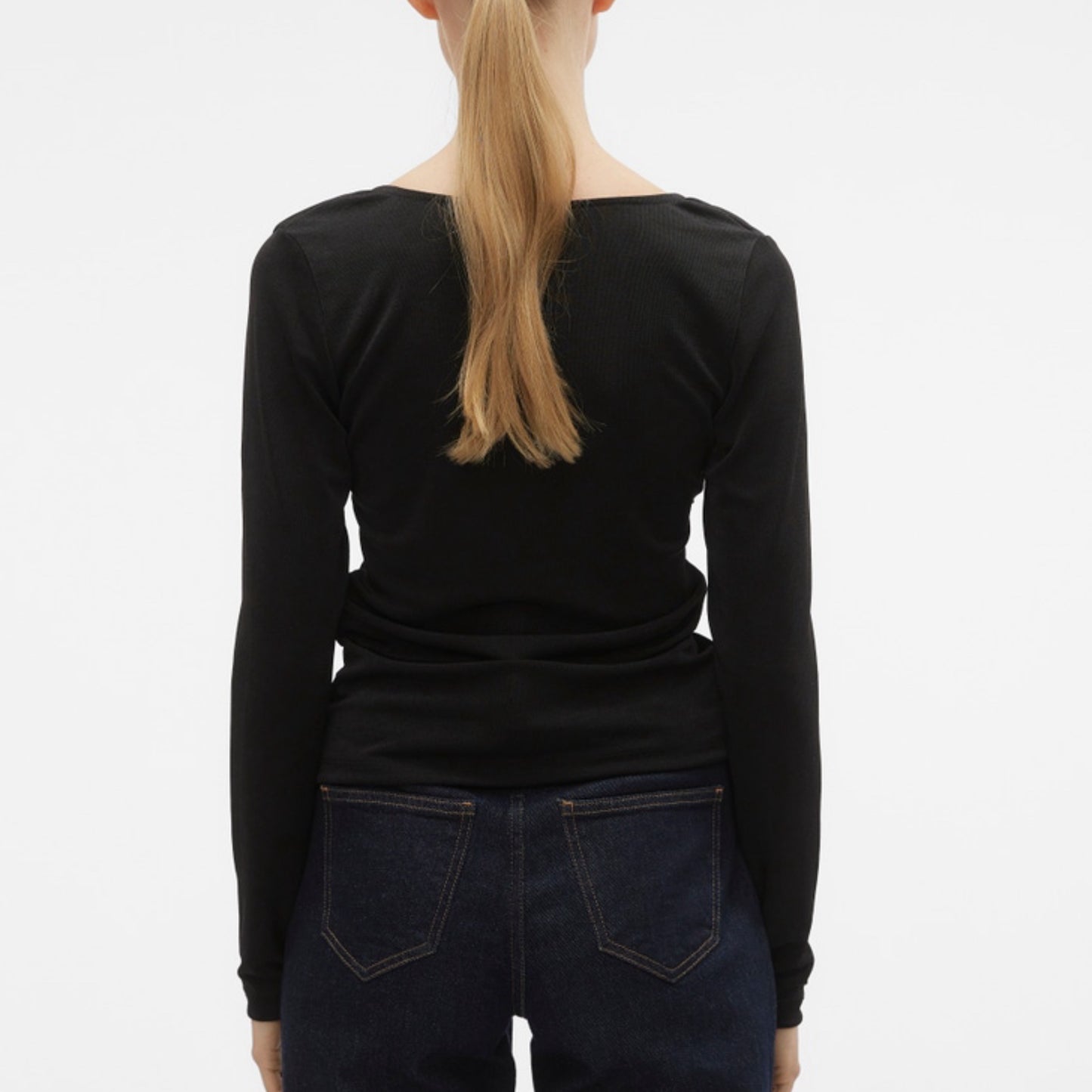 AWARE By VERO MODA Black Blouse City Chic Rouched Long Sleeve