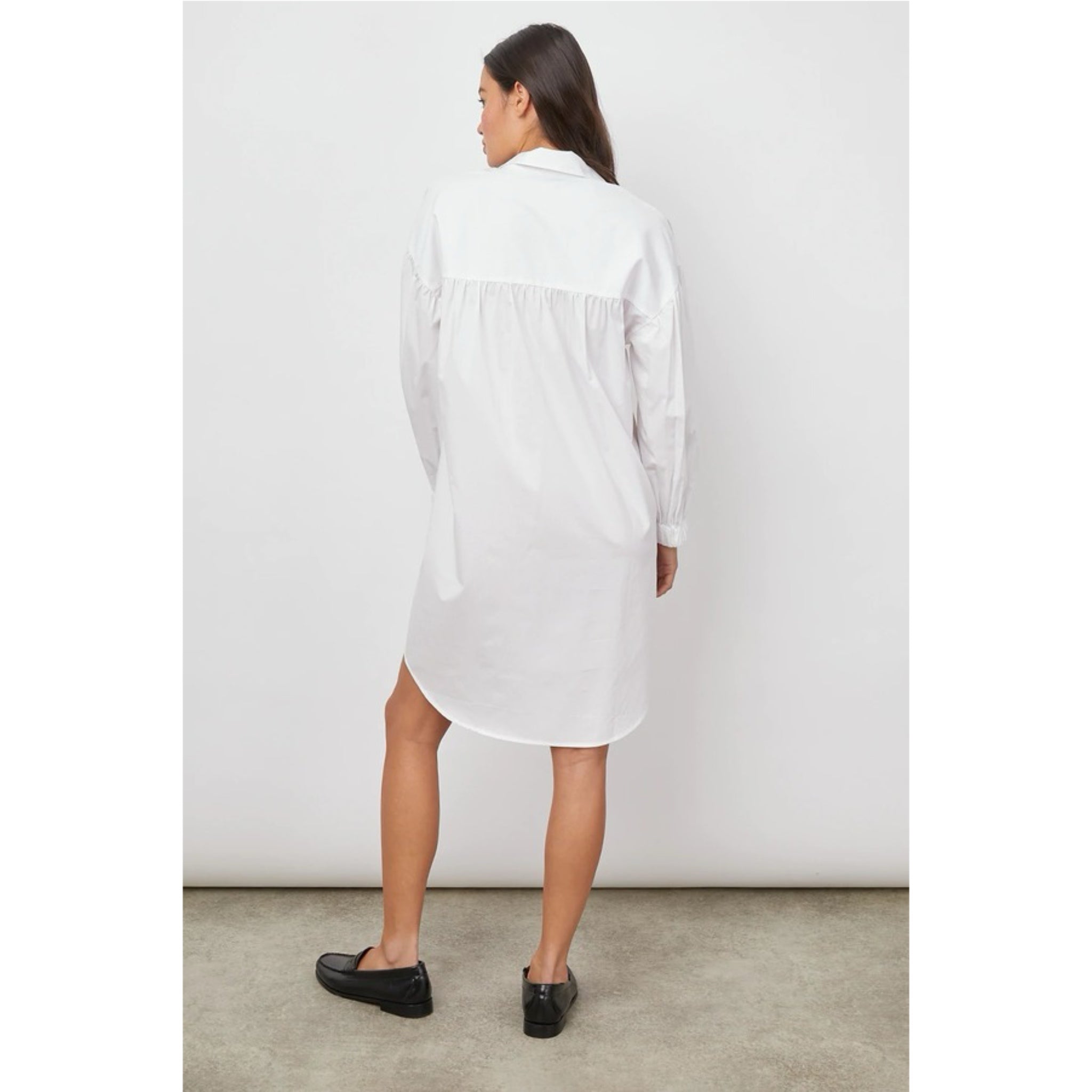 Rails Parson Shirt Dress Long Sleeve Buttoned Mini Eco Friendly Material- White