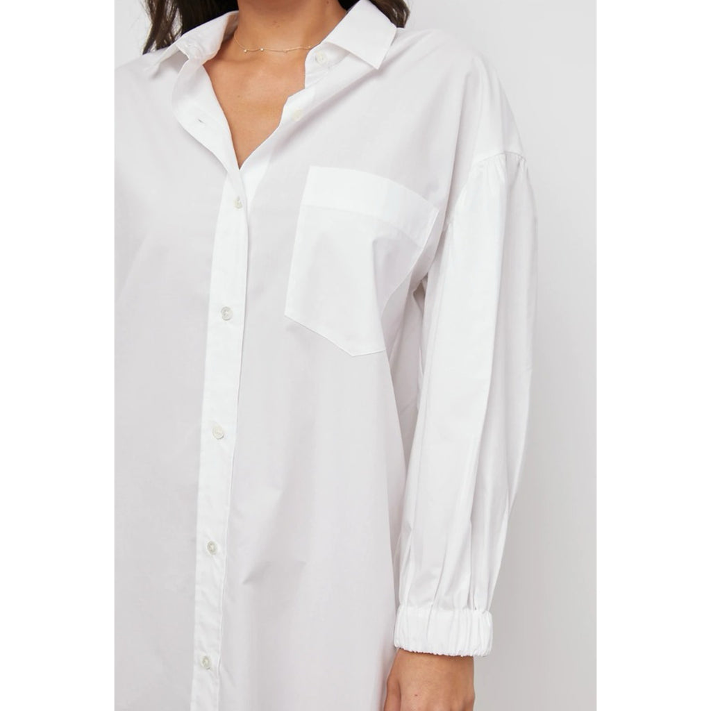 Rails Parson Shirt Dress Long Sleeve Buttoned Mini Eco Friendly Material- White
