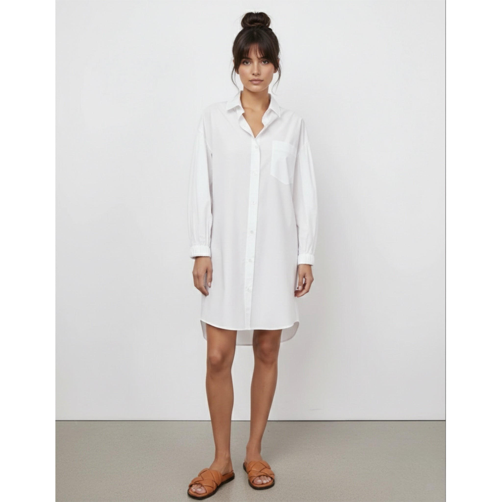 Rails Parson Shirt Dress Long Sleeve Buttoned Mini Eco Friendly Material- White