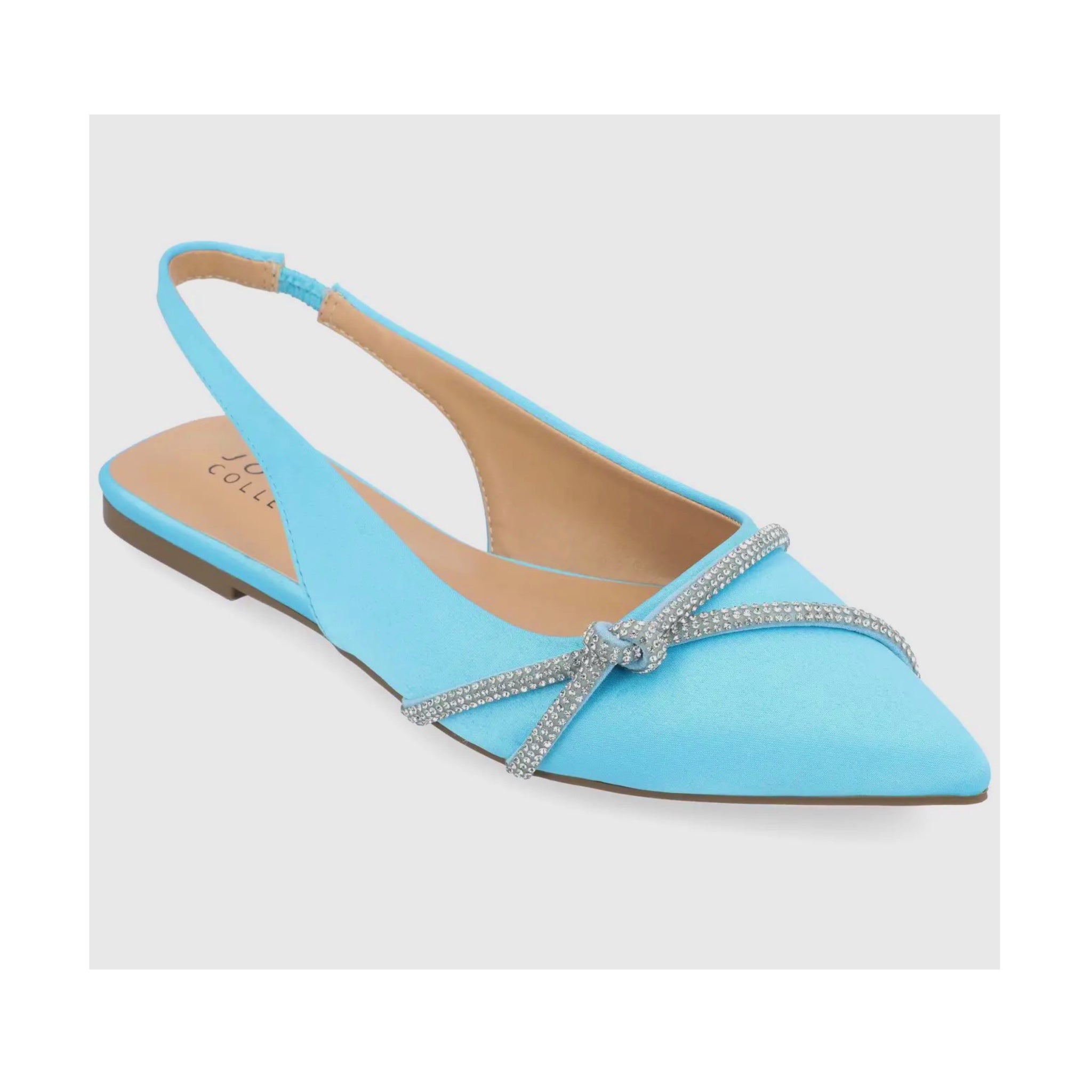 JOURNEE COLLECTION Rebbel Formal Slingback Flats Satin Sparkle in Blue