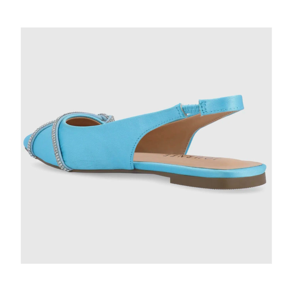 JOURNEE COLLECTION Rebbel Formal Slingback Flats Satin Sparkle in Blue