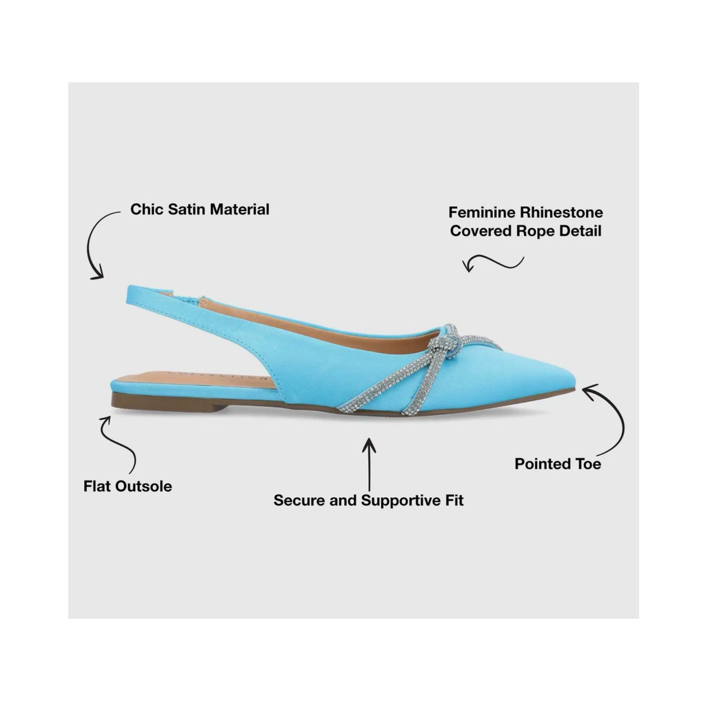 JOURNEE COLLECTION Rebbel Formal Slingback Flats Satin Sparkle in Blue