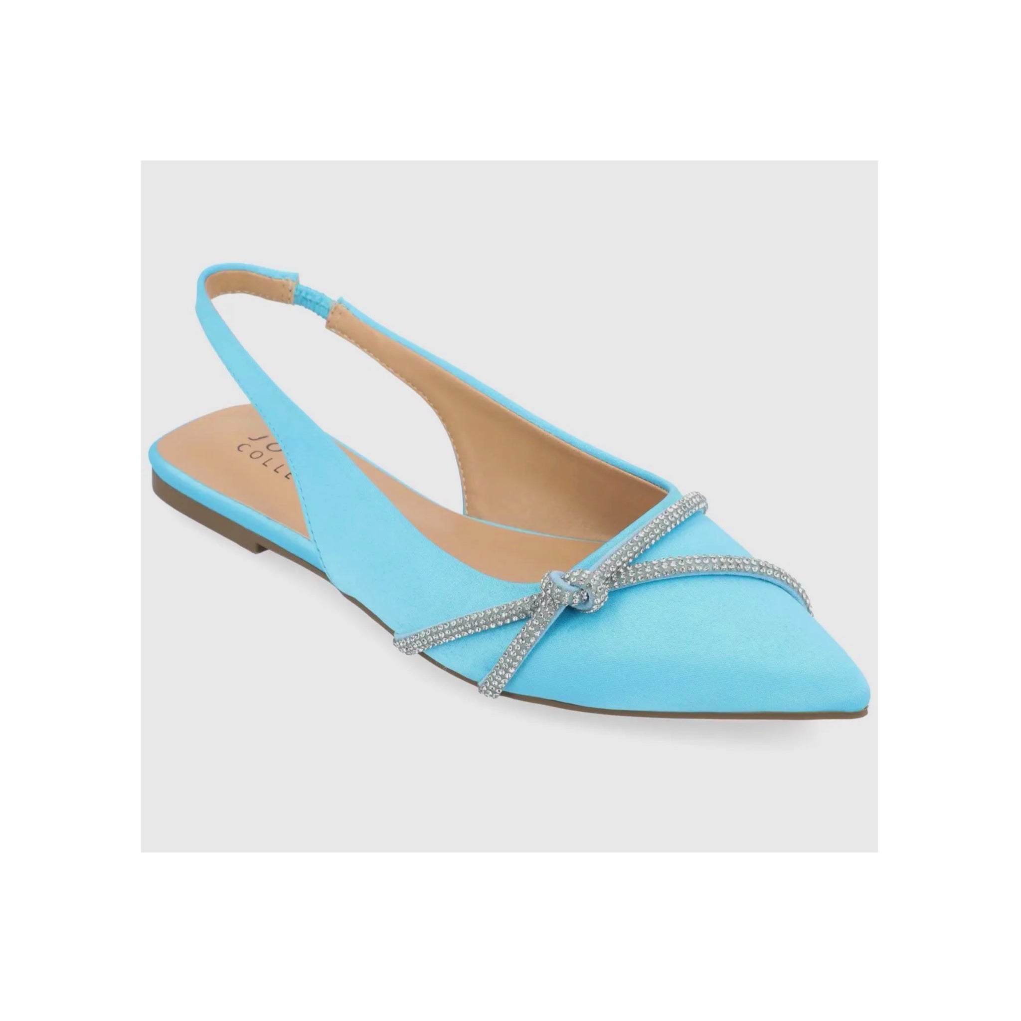 JOURNEE COLLECTION Rebbel Formal Slingback Flats Satin Sparkle in Blue