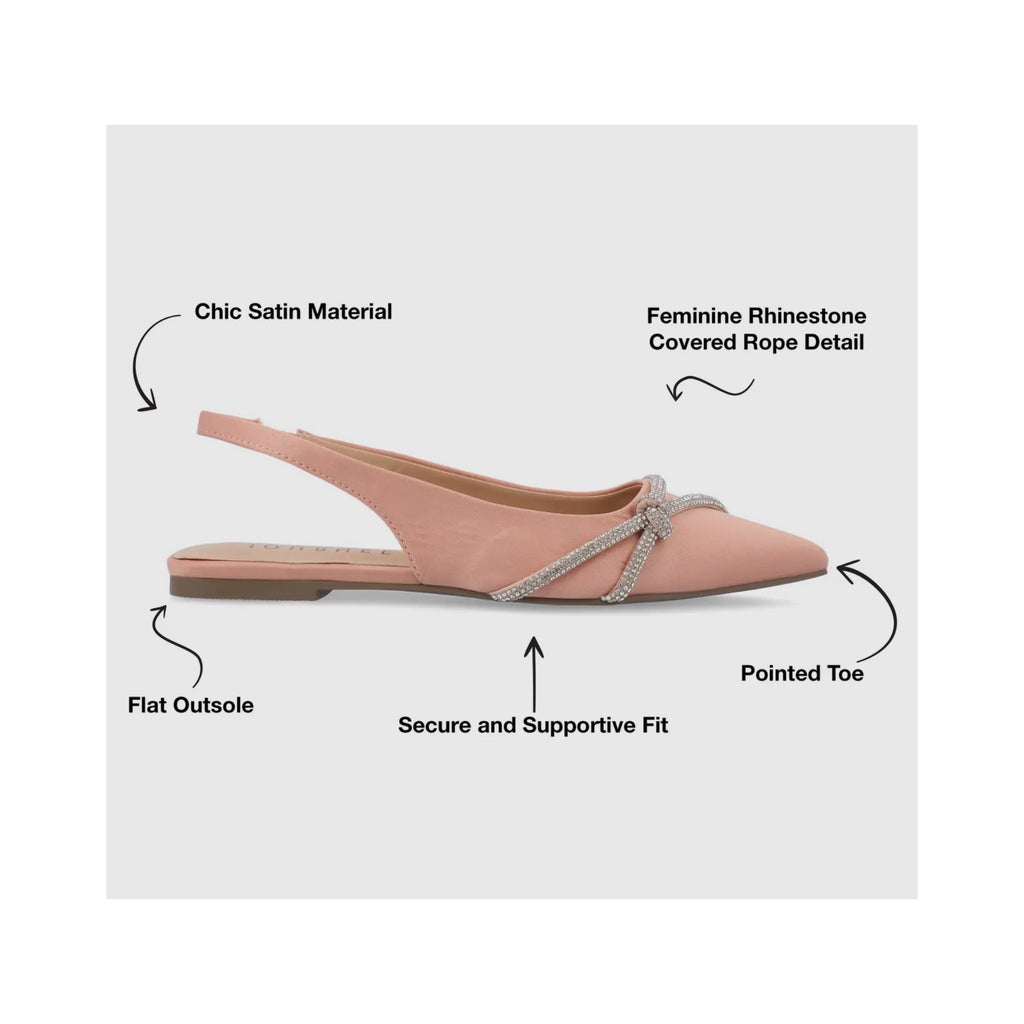 JOURNEE COLLECTION Rebbel Formal Slingback Flats Satin Sparkle in Rose