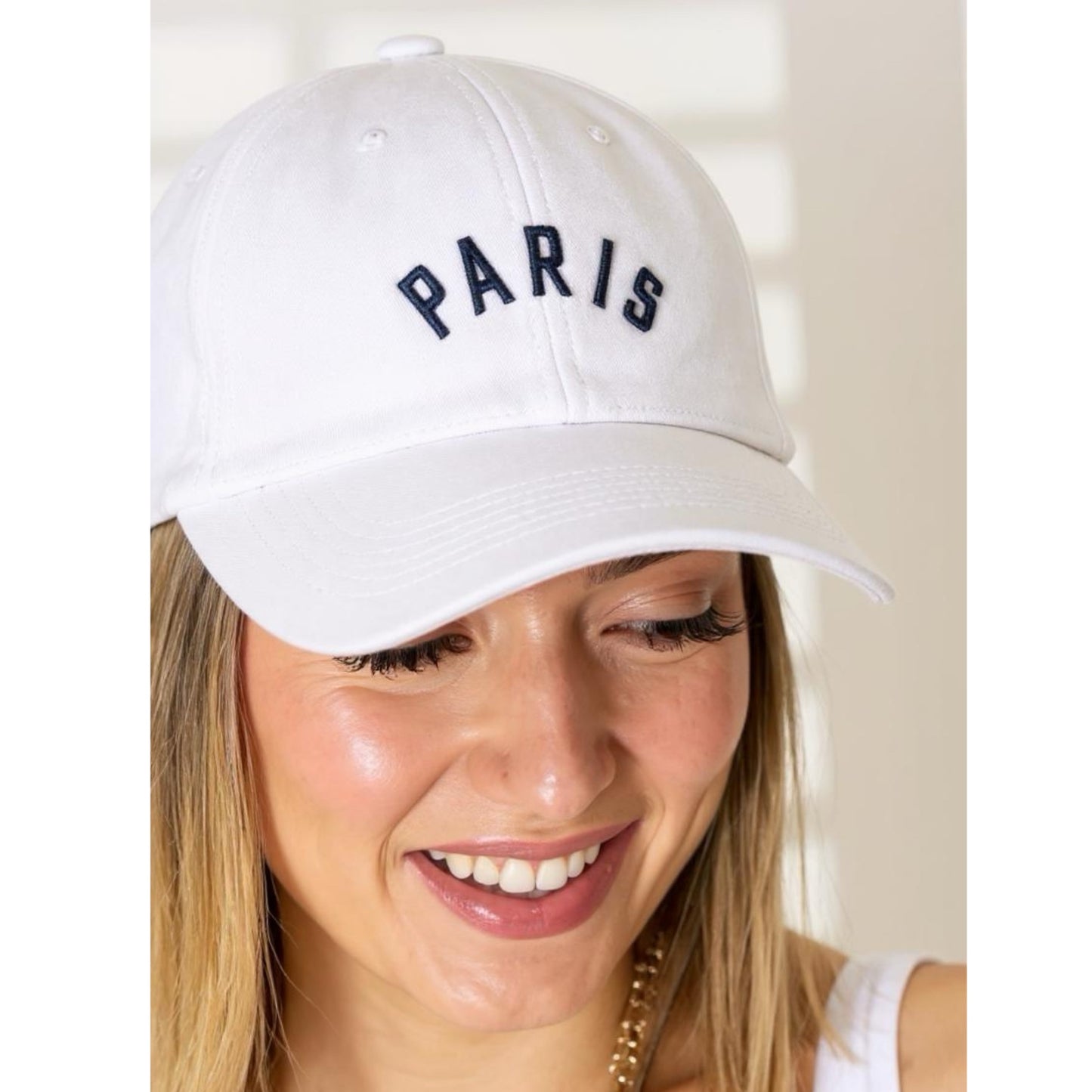 EMBROIDERED “PARIS” VINTAGE WASHED COTTON BASEBALL CAP