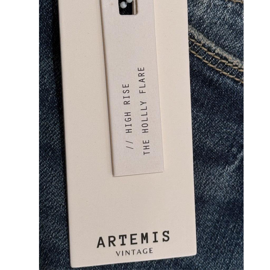 ARTEMIS VINTAGE High Rise Holly Flare Jeans Stretch Denim in Dark Wash