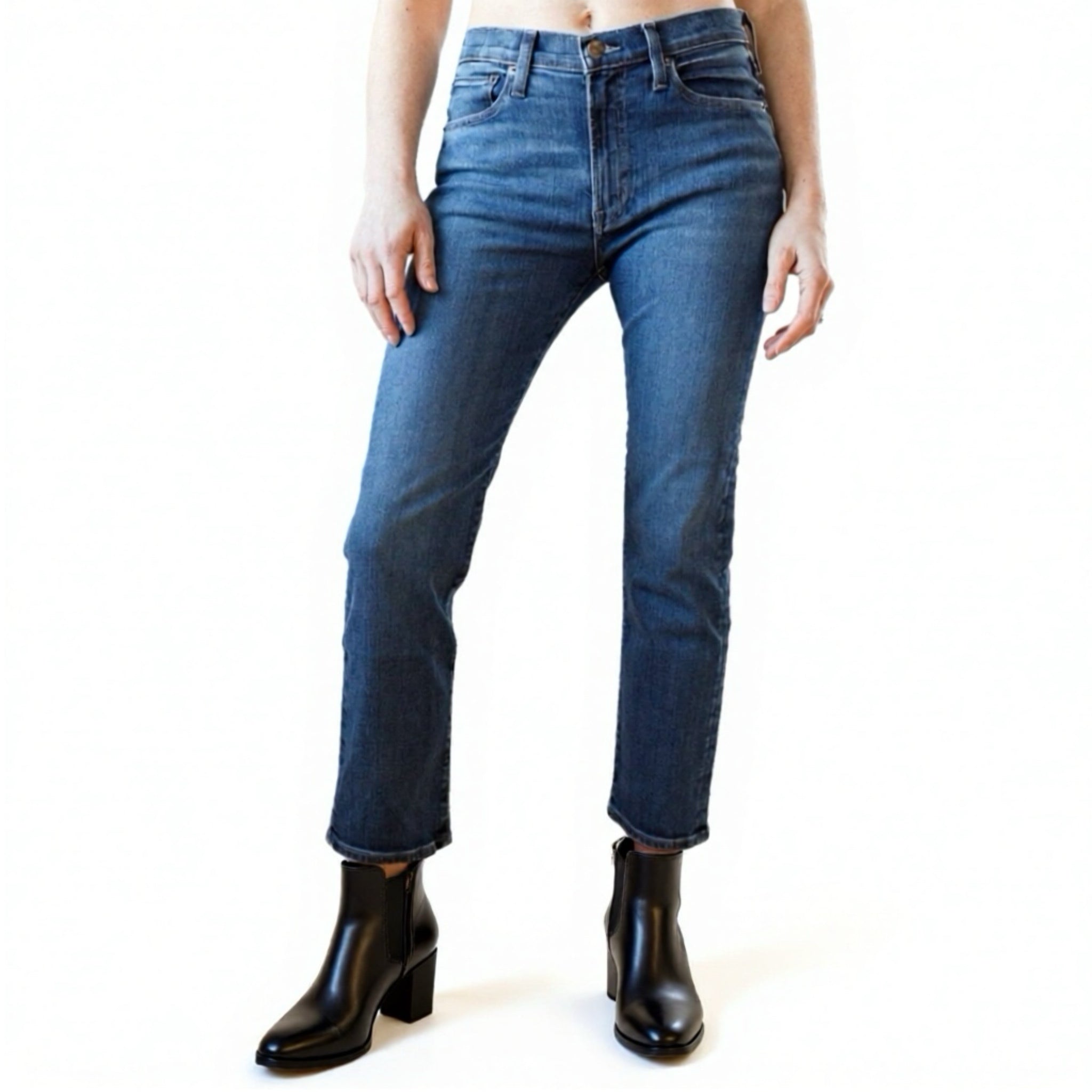 Edwin Demi Slim Straight Jean Women’s Mid Rise Tempest Dark Denim