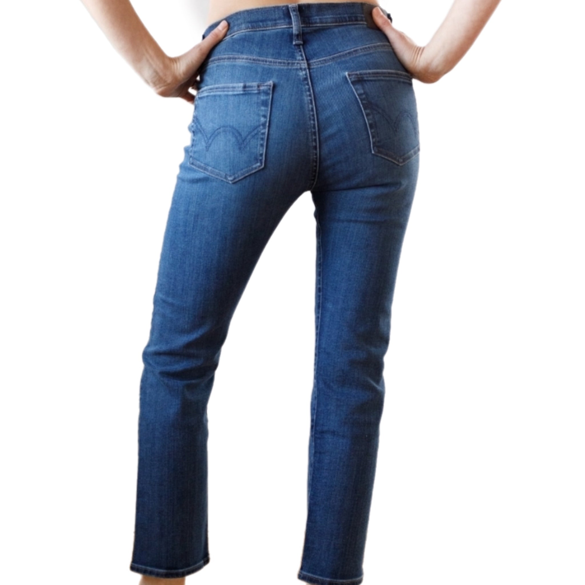 Edwin Demi Slim Straight Jean Women’s Mid Rise Tempest Dark Denim