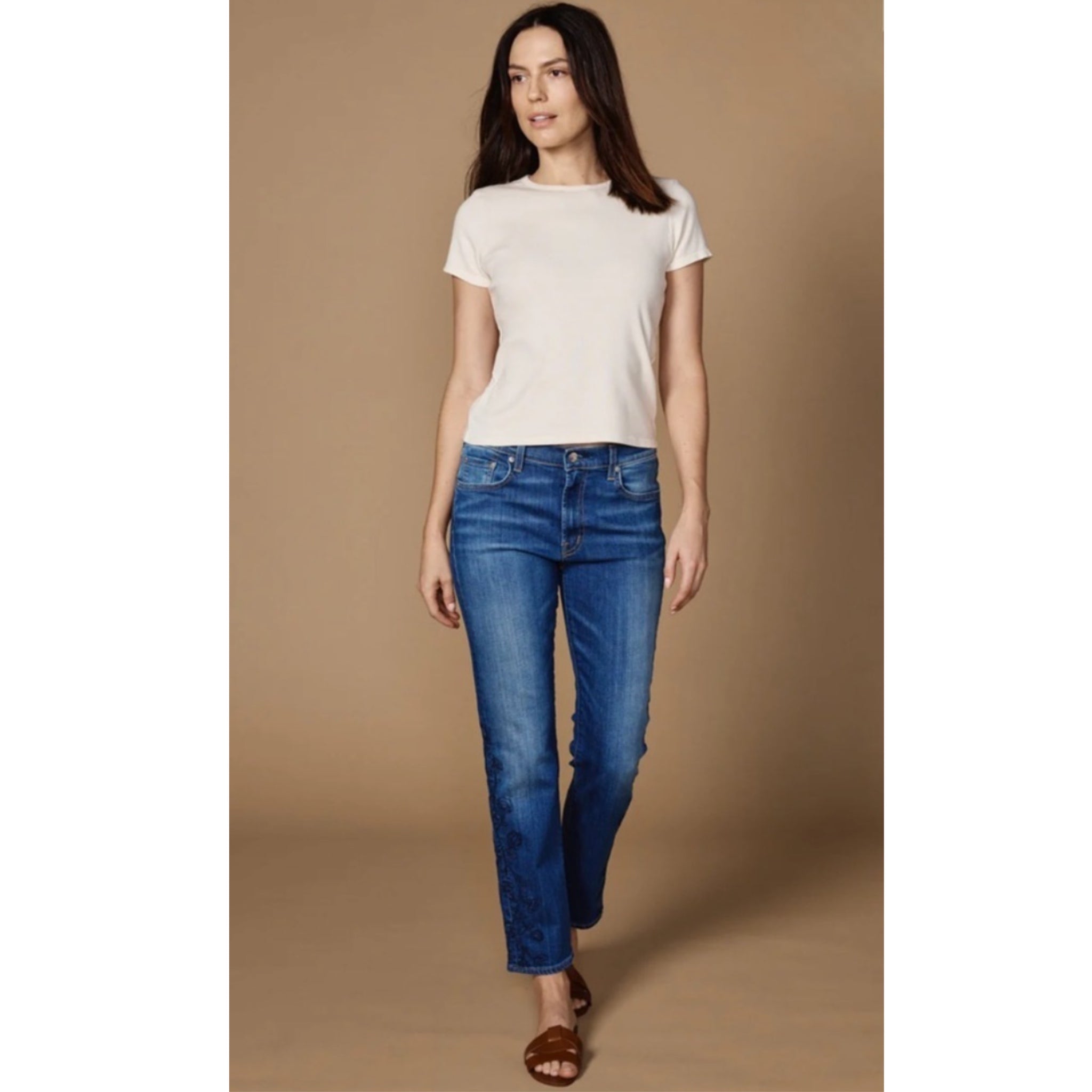 Edwin Demi Slim Straight Jean Women’s Mid Rise Tempest Dark Denim