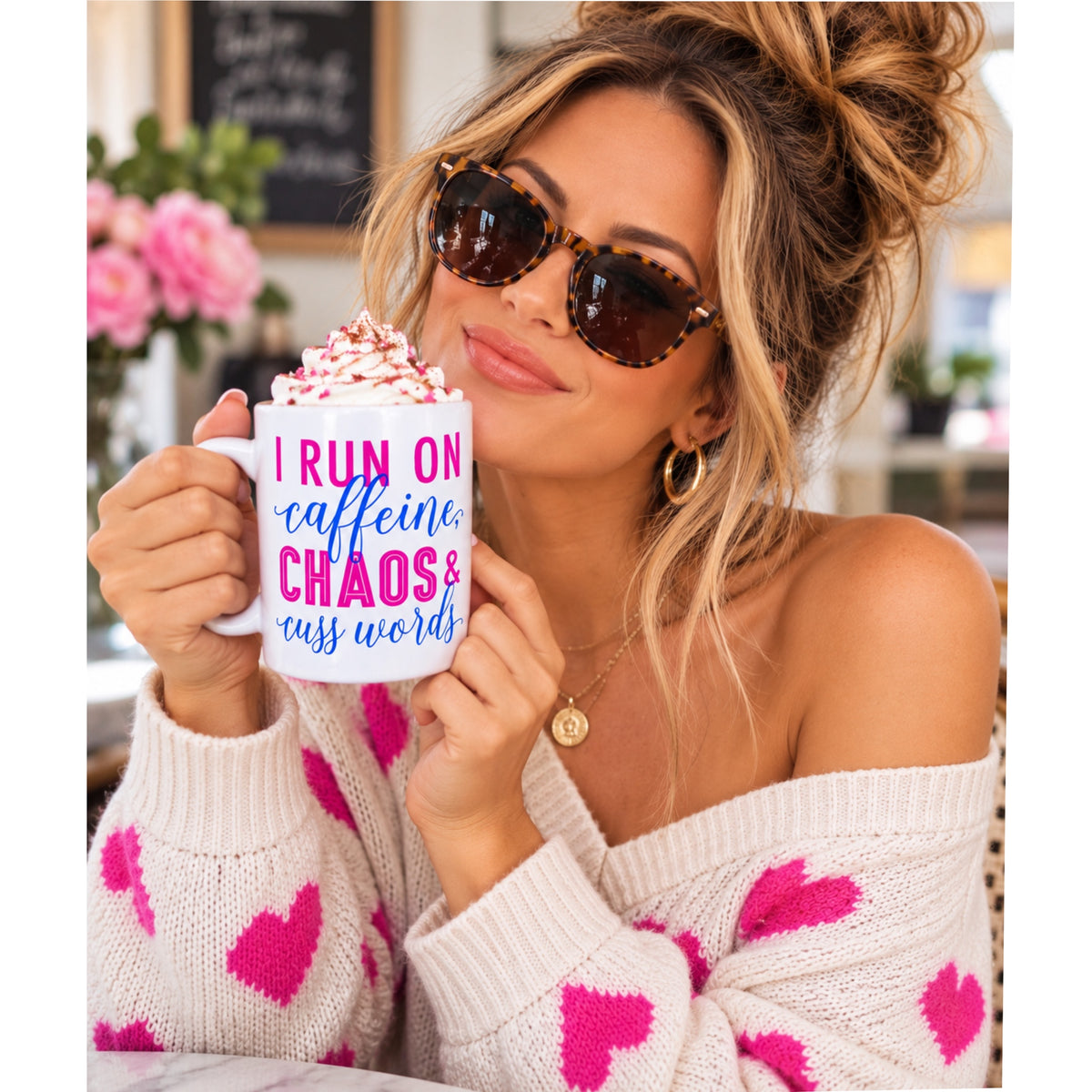 I Run on Caffeine, Chaos & Cuss Words Ceramic Mug