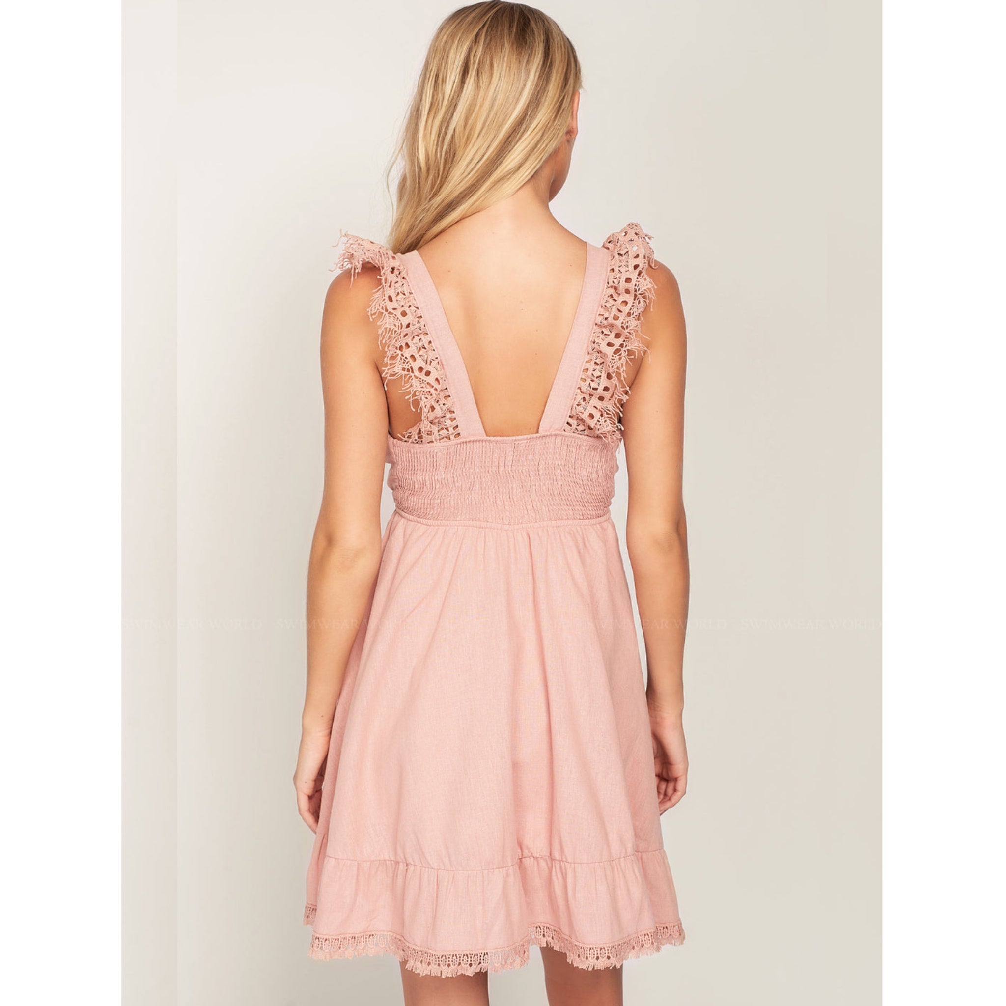 Peixoto Farrah Dress Womens Rose Pink Crochet Strap Tie Front MSRP $16 Peixoto Farrah Dress Womens Rose Pink Crochet Strap Tie Front MSRP $16