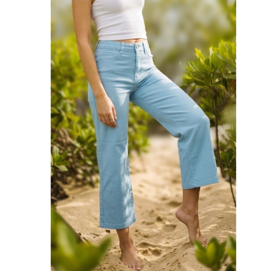 JOU JOU Bahama Blue Culotte Pants Women’s Wide Leg Crop