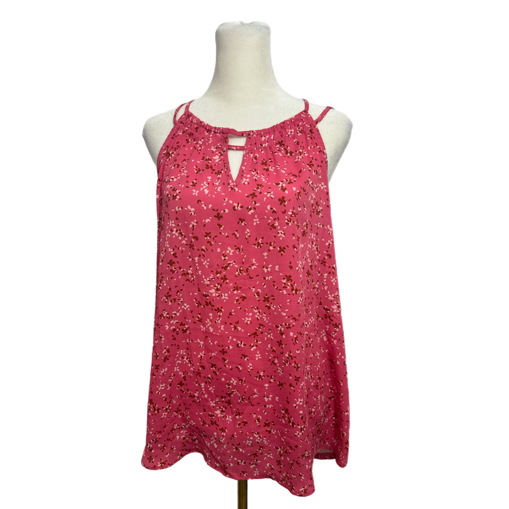 41 HAWTHORN Women’s Cottage Floral Sleeveless Blouse Tank Top in Bright Pink