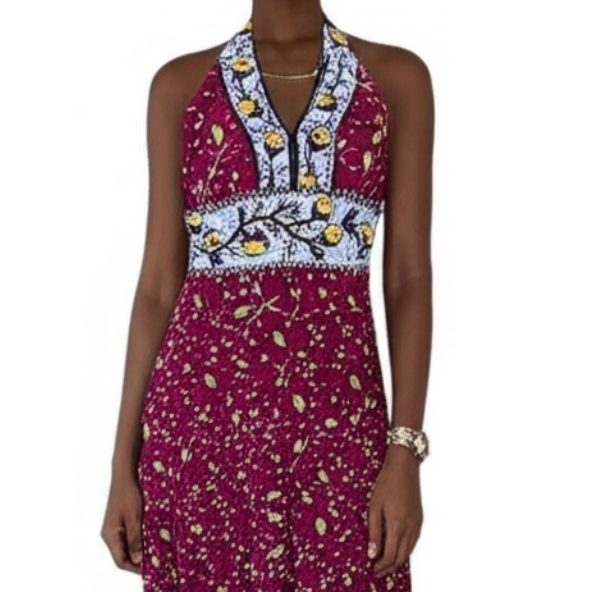 WISP STITCH FIX Exclusive Dress V Neck Floral Sleeveless Autumn Burgundy