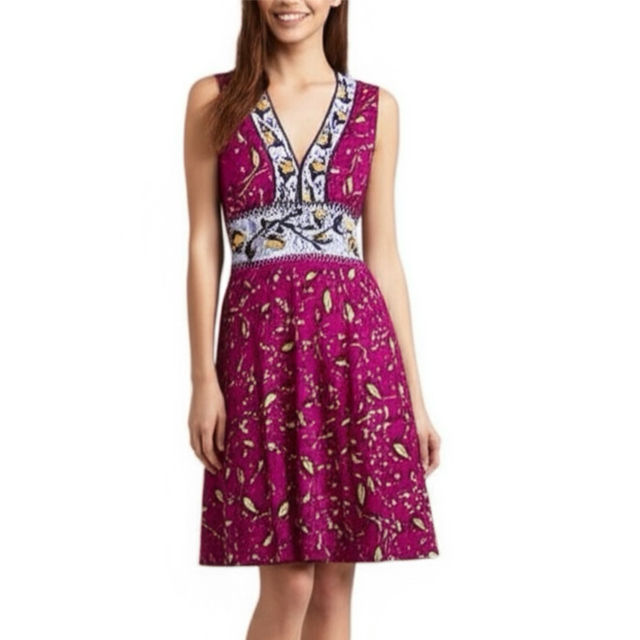 WISP STITCH FIX Exclusive Dress V Neck Floral Sleeveless Autumn Burgundy