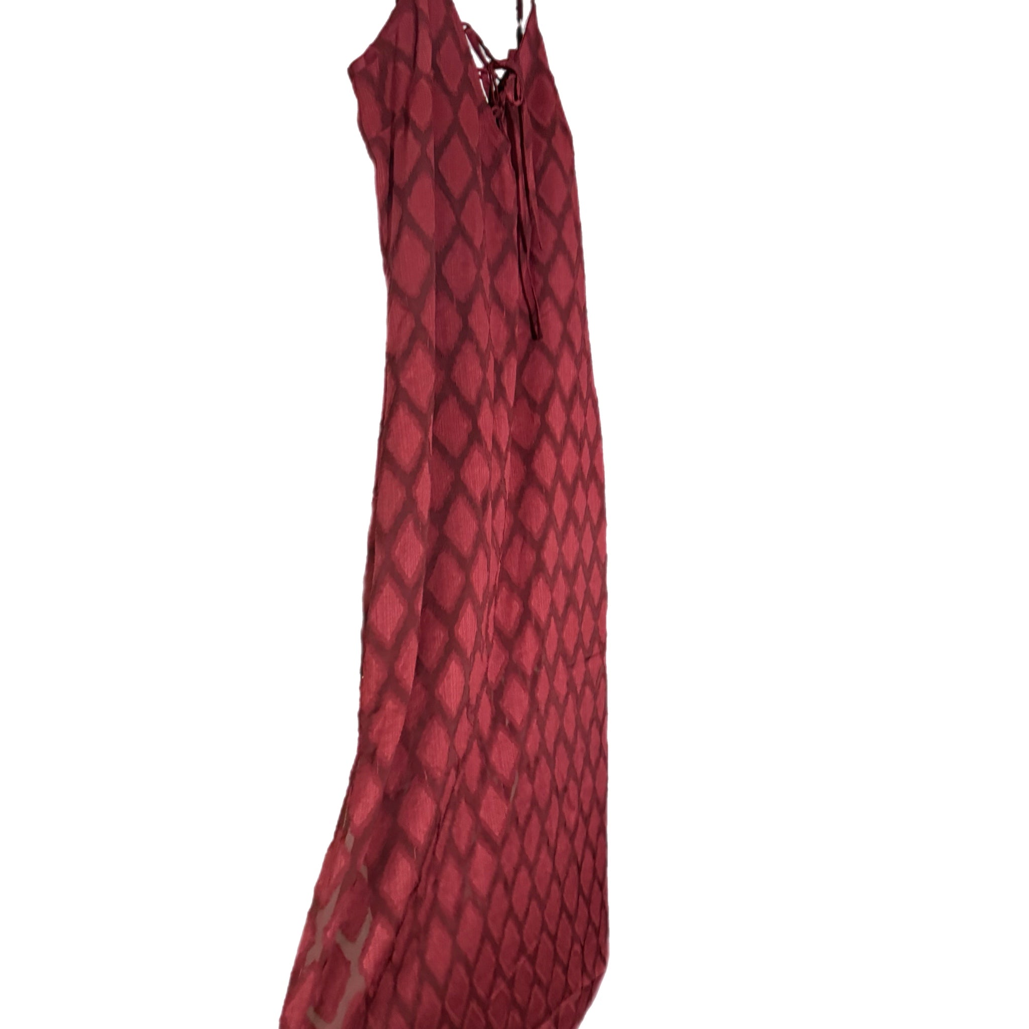 BAND OF THE FREE Lila Burgundy Autumn Slit Midi Dress Sleeveless Boho