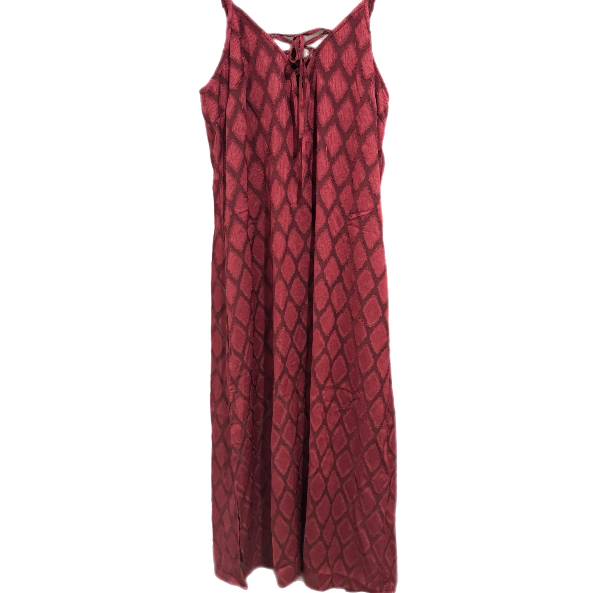 BAND OF THE FREE Lila Burgundy Autumn Slit Midi Dress Sleeveless Boho